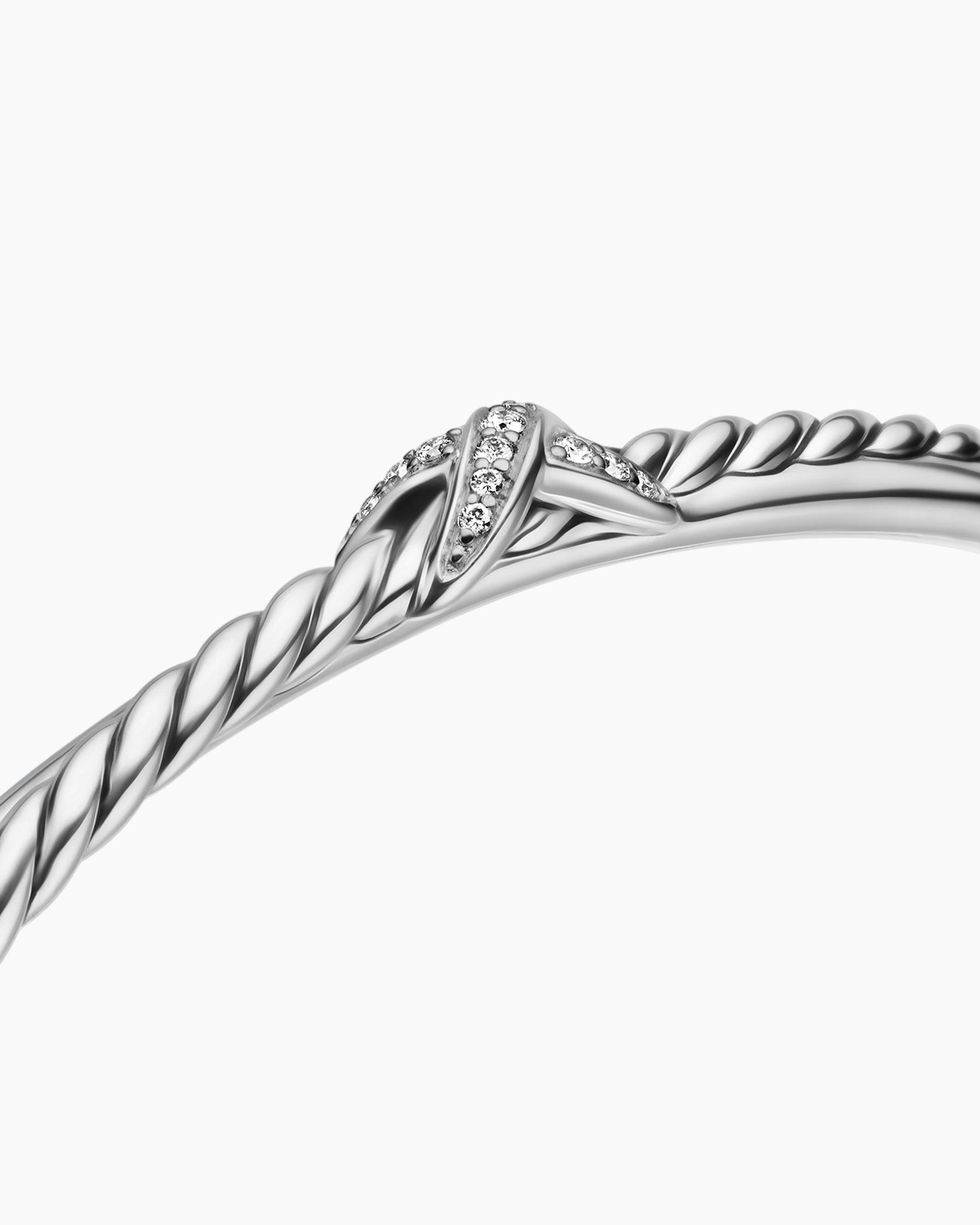 Petite X Center Station Bracelet in Sterling Silver with Diamonds, 5.2mm - Image 5