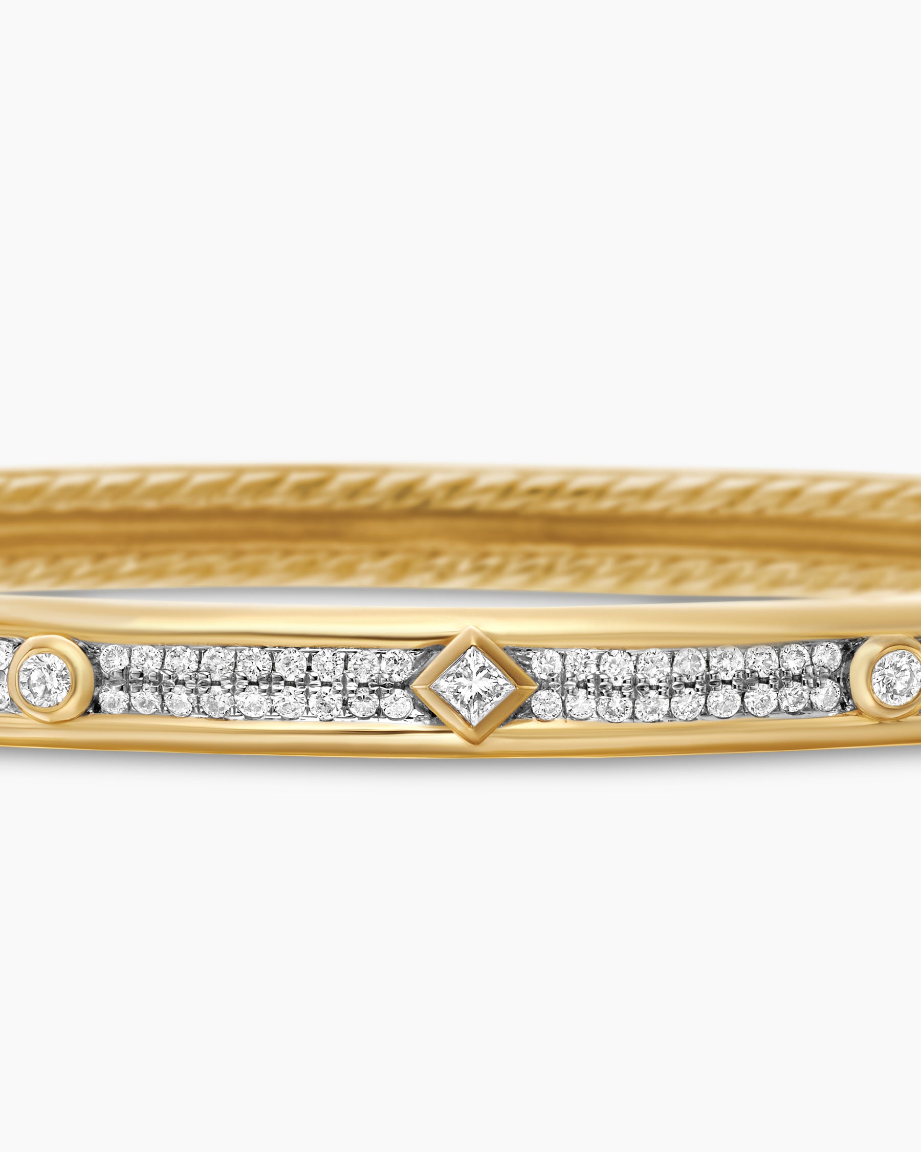 Modern Renaissance Bangle Bracelet in 18K Yellow Gold with Full Pavé Diamonds, 4.5mm - Image 6