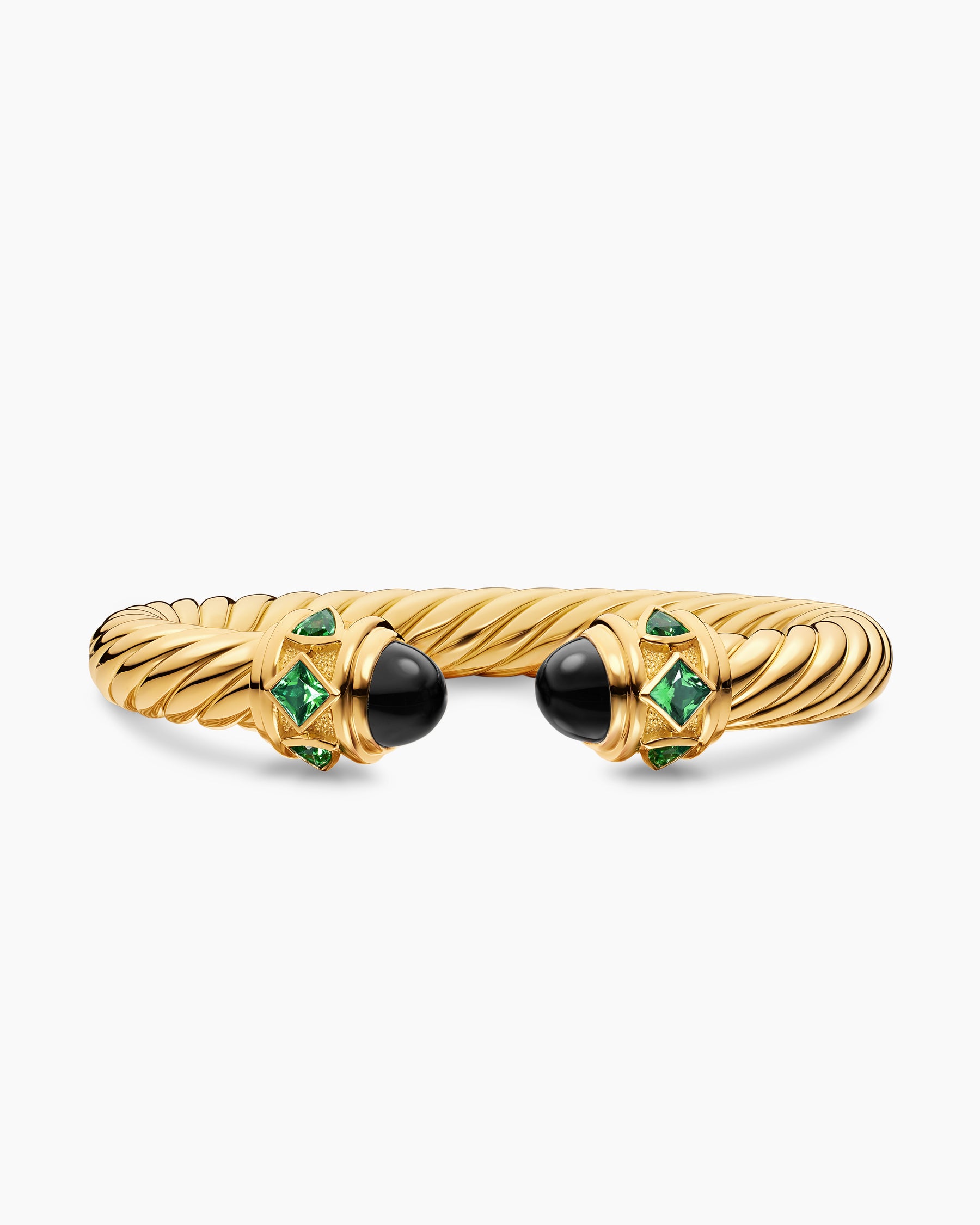 Renaissance Cablespira Bracelet in 18K Yellow Gold with Black Onyx and Tsavorite, 9mm