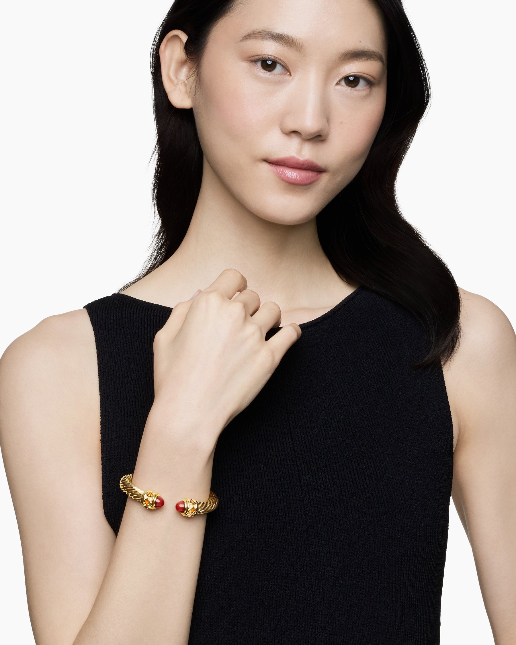 Alternative view of Renaissance Cablespira Bracelet in 18K Yellow Gold with Carnelian and Madeira Citrine, 9mm
