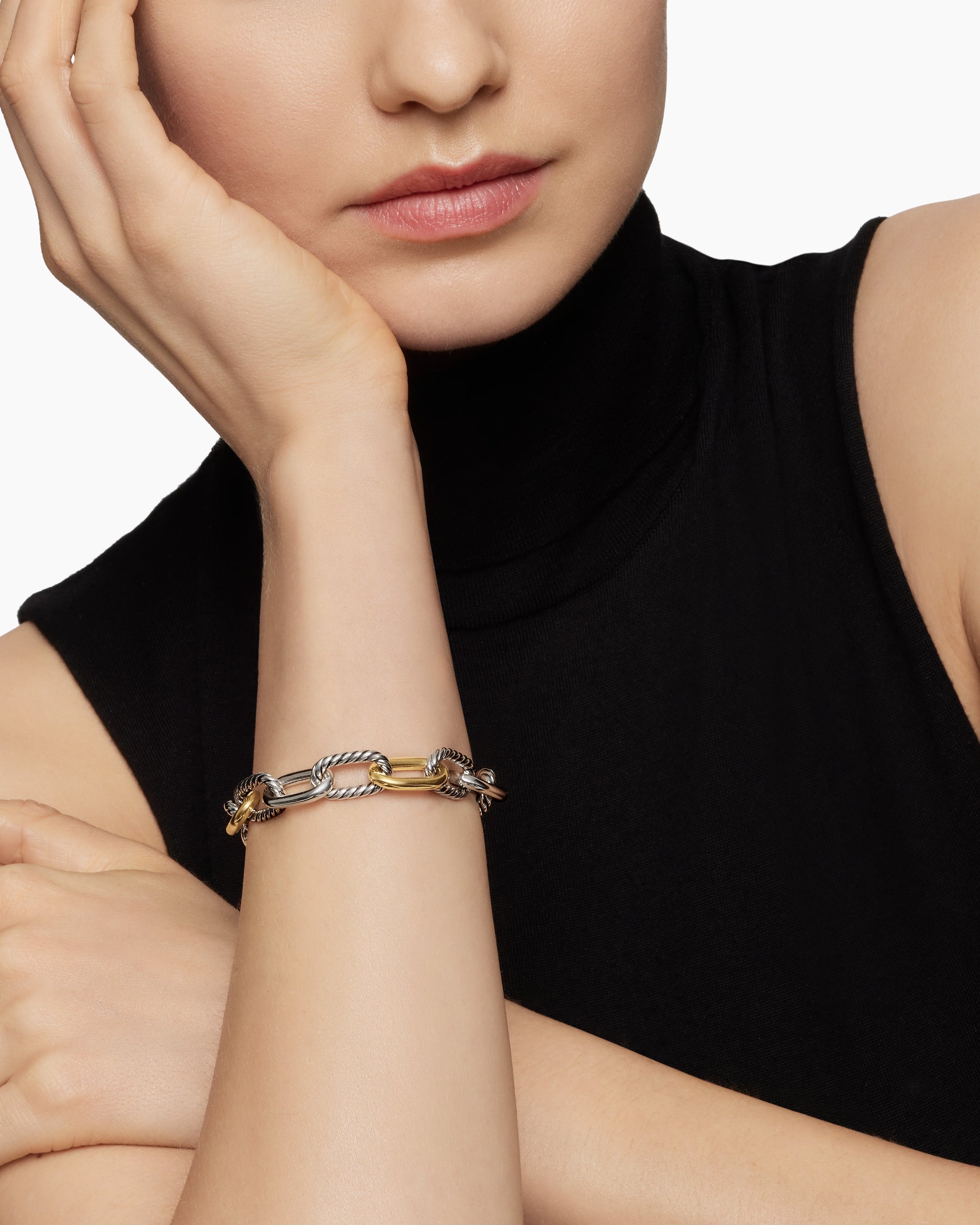 DY Madison Chain Bracelet in Sterling Silver with 18K Yellow Gold, 11mm - Image 8