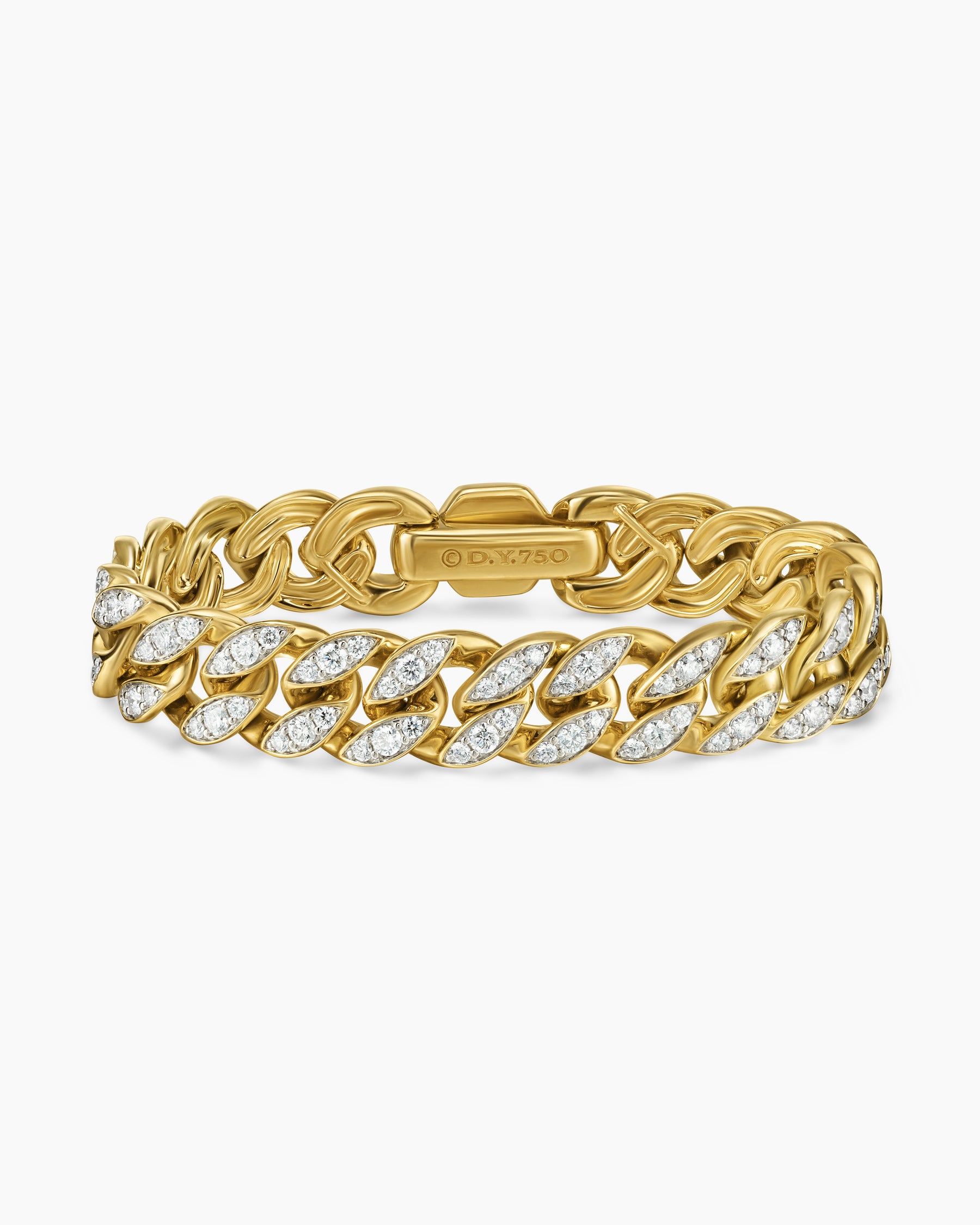 Curb Chain Bracelet in 18K Yellow Gold with Diamonds, 11.5mm - Image 4
