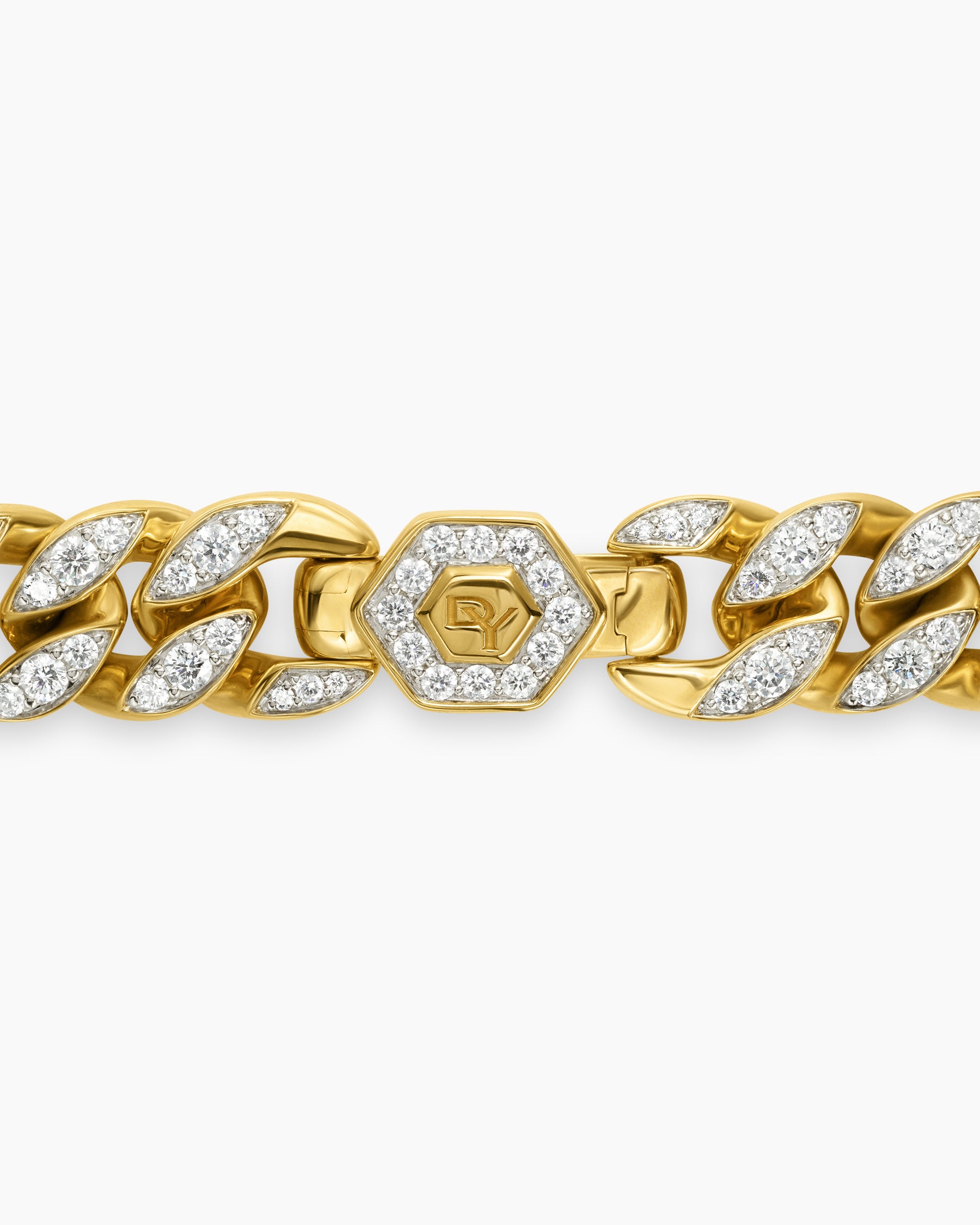 Curb Chain Bracelet in 18K Yellow Gold with Diamonds, 11.5mm - Image 7