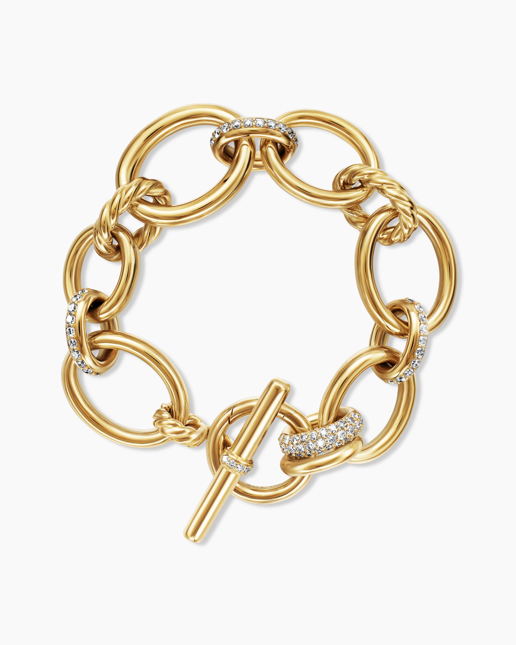 DY Mercer Chain Bracelet in 18K Yellow Gold with Diamonds, 20mm - Image 3