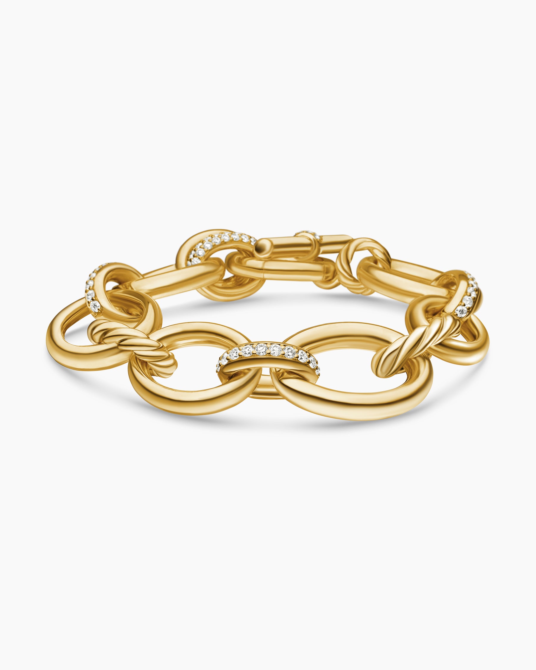 DY Mercer Chain Bracelet in 18K Yellow Gold with Diamonds, 20mm - Image 5
