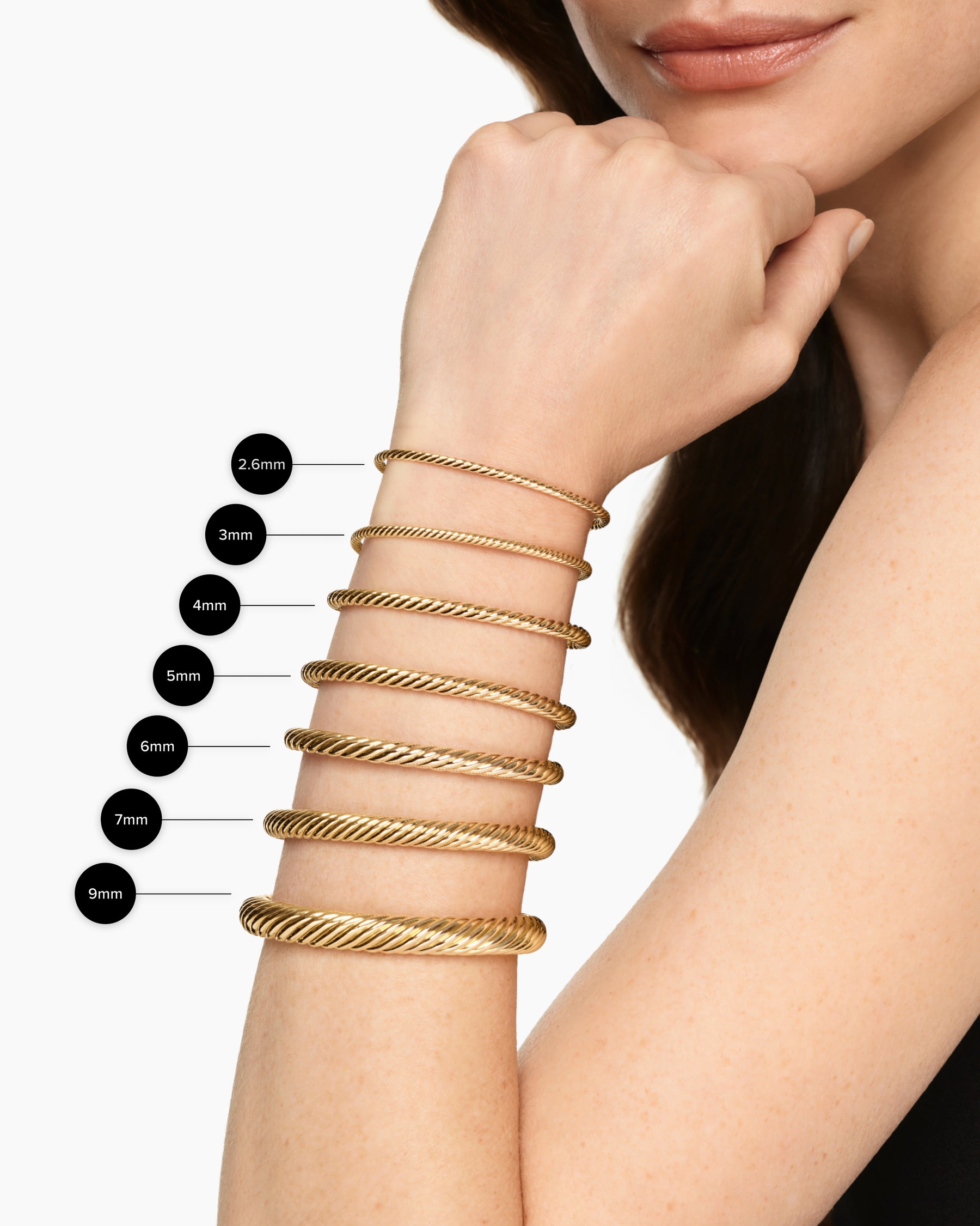 Cable Bracelet in 18K Yellow Gold with Diamonds, 5mm - Image 7