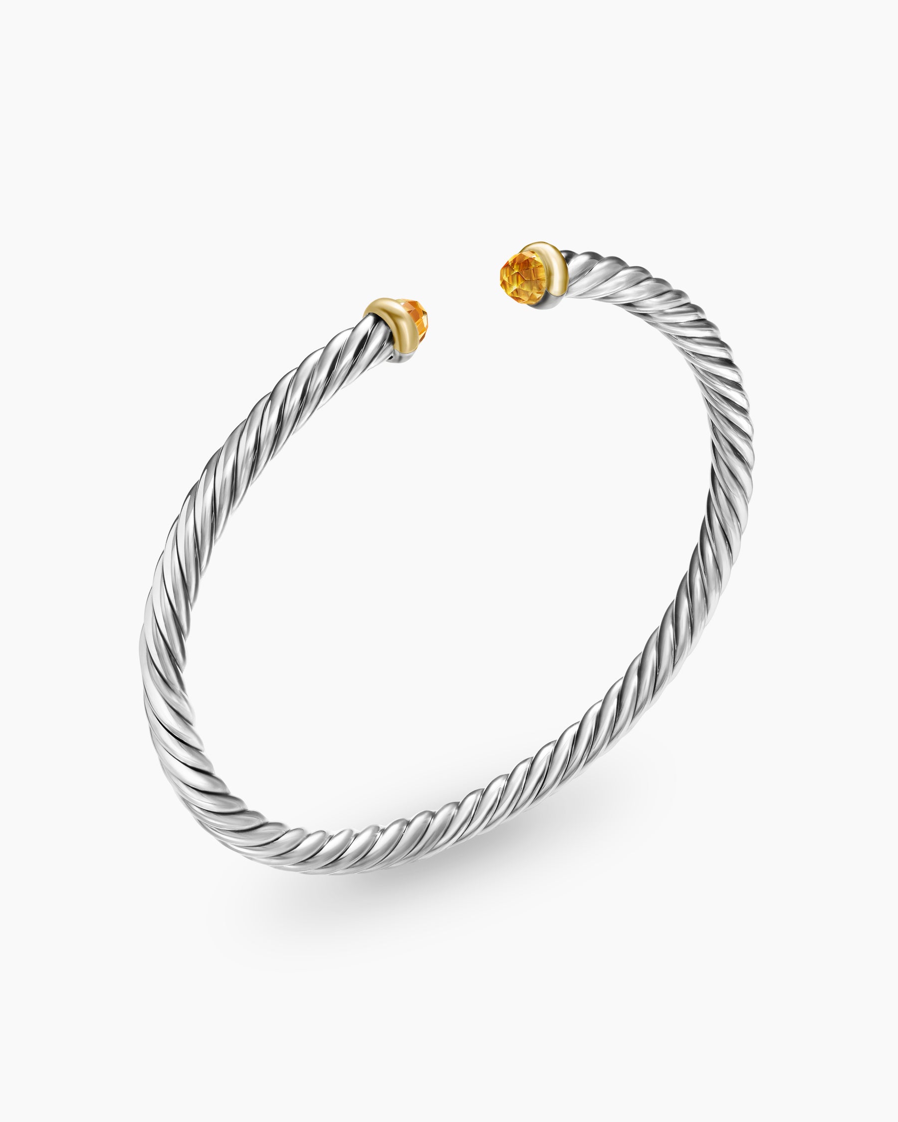 Cable Flex Bracelet in Sterling Silver with 14K Yellow Gold and Citrine, 4mm - Image 3