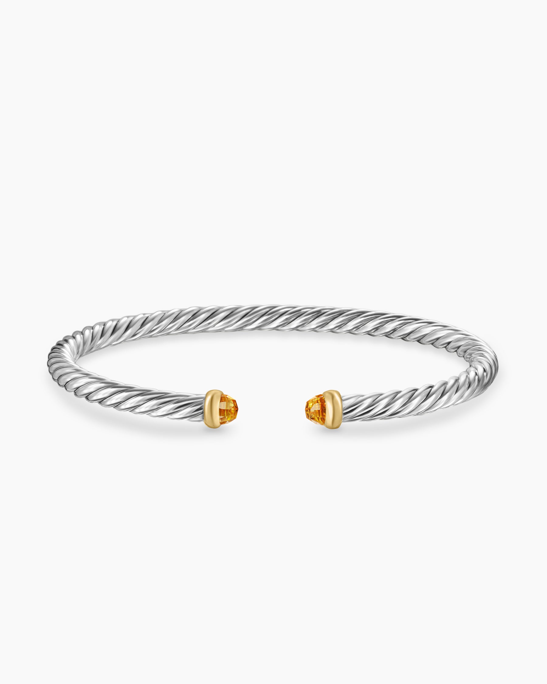 Cable Flex Bracelet in Sterling Silver with 14K Yellow Gold and Citrine, 4mm - Image 4
