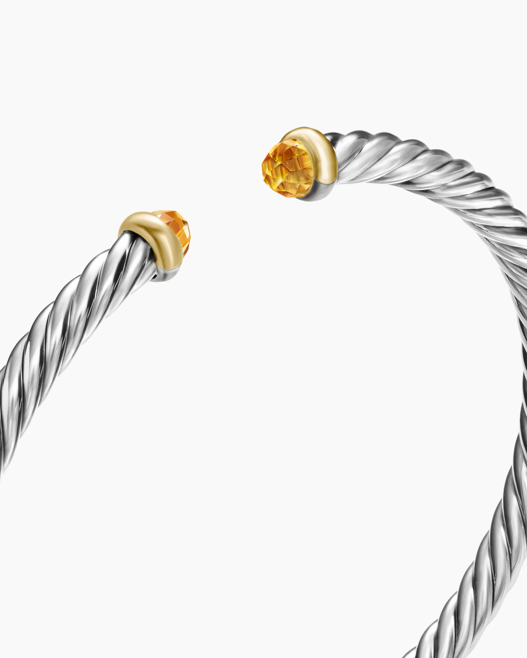 Cable Flex Bracelet in Sterling Silver with 14K Yellow Gold and Citrine, 4mm - Image 5