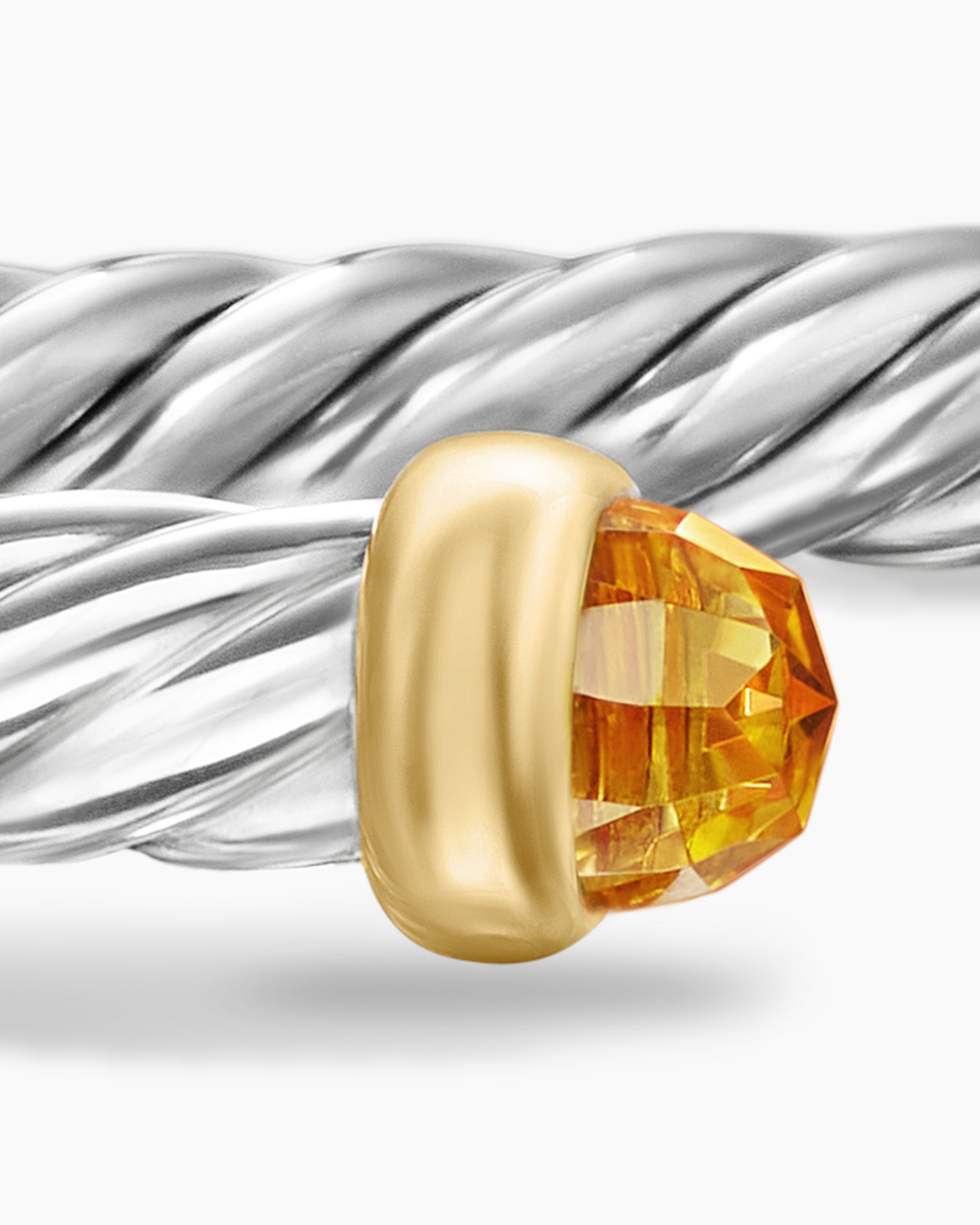 Cable Flex Bracelet in Sterling Silver with 14K Yellow Gold and Citrine, 4mm - Image 6