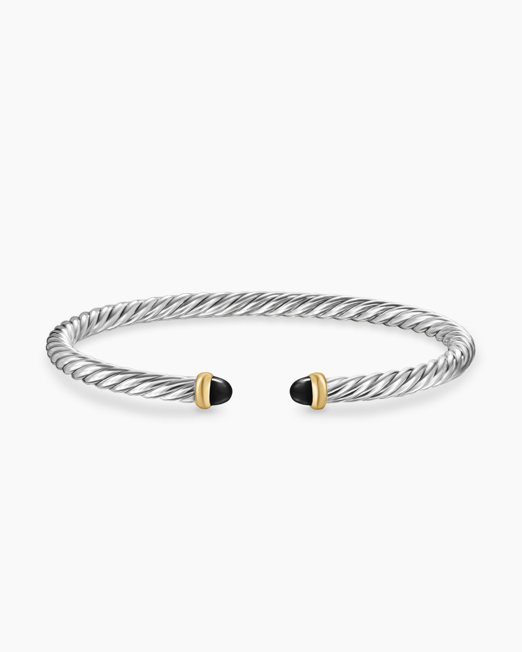 Cable Flex Bracelet in Sterling Silver with 14K Yellow Gold and Black Onyx, 4mm - Image 4