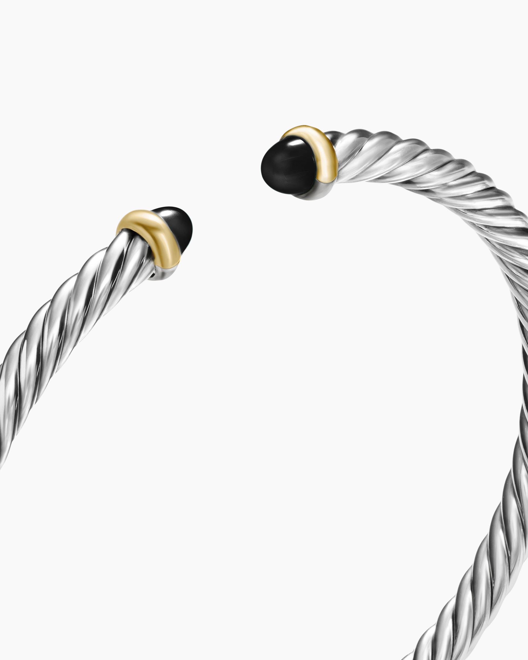 Cable Flex Bracelet in Sterling Silver with 14K Yellow Gold and Black Onyx, 4mm - Image 5