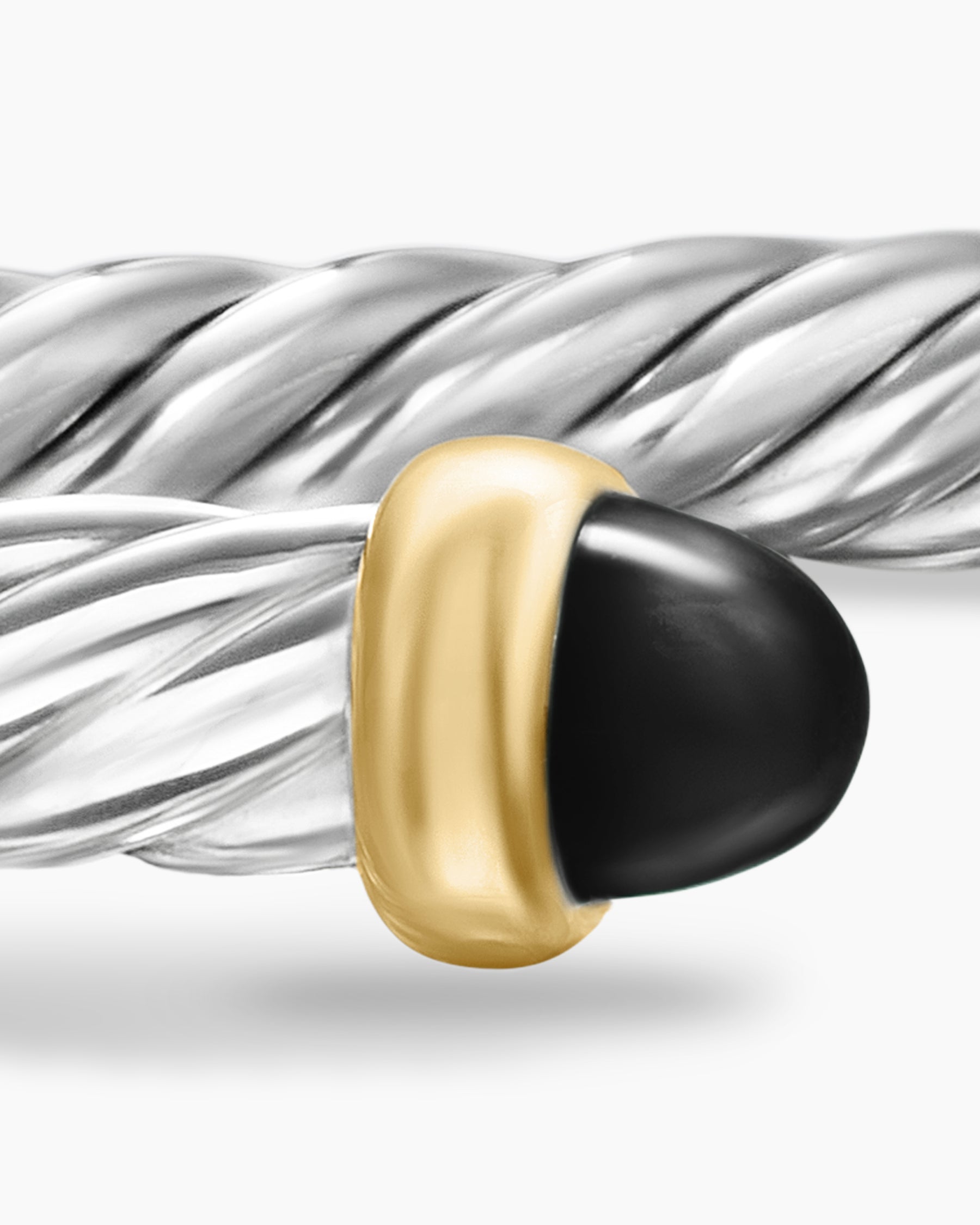 Cable Flex Bracelet in Sterling Silver with 14K Yellow Gold and Black Onyx, 4mm - Image 6