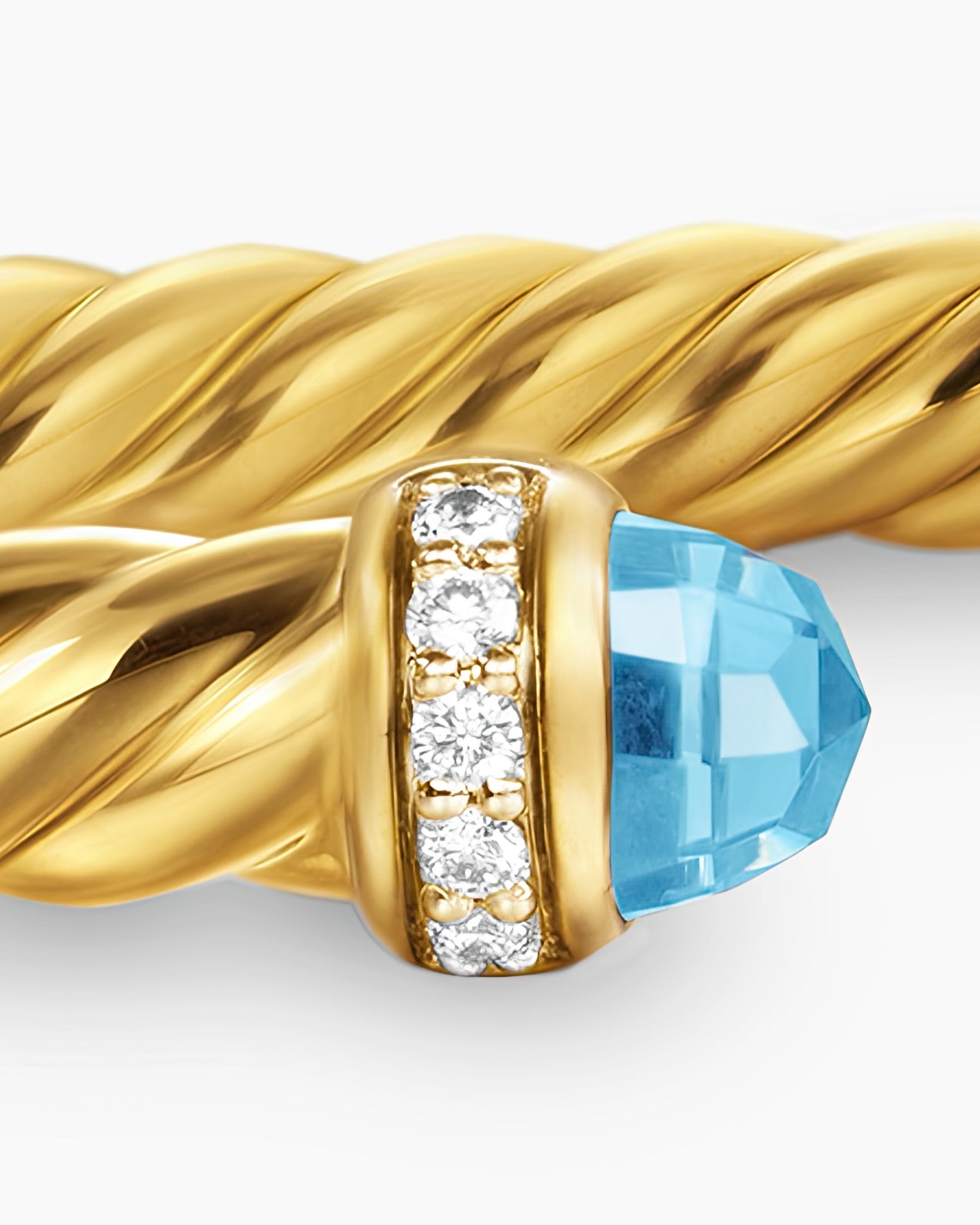 Cablespira Flex Bracelet in 18K Yellow Gold with Blue Topaz and Diamonds, 4mm - Image 5