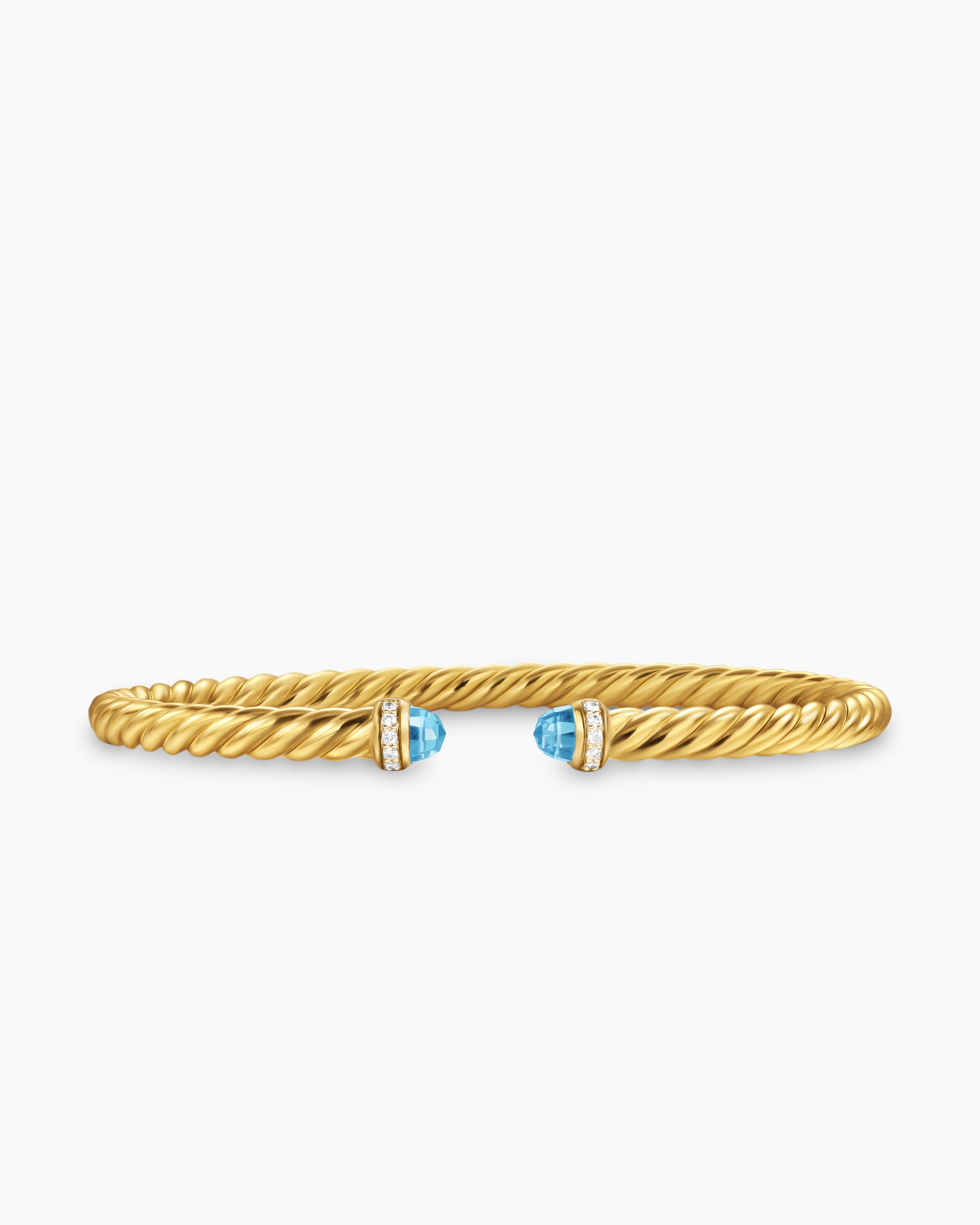 Cablespira Flex Bracelet in 18K Yellow Gold with Blue Topaz and Diamonds, 4mm