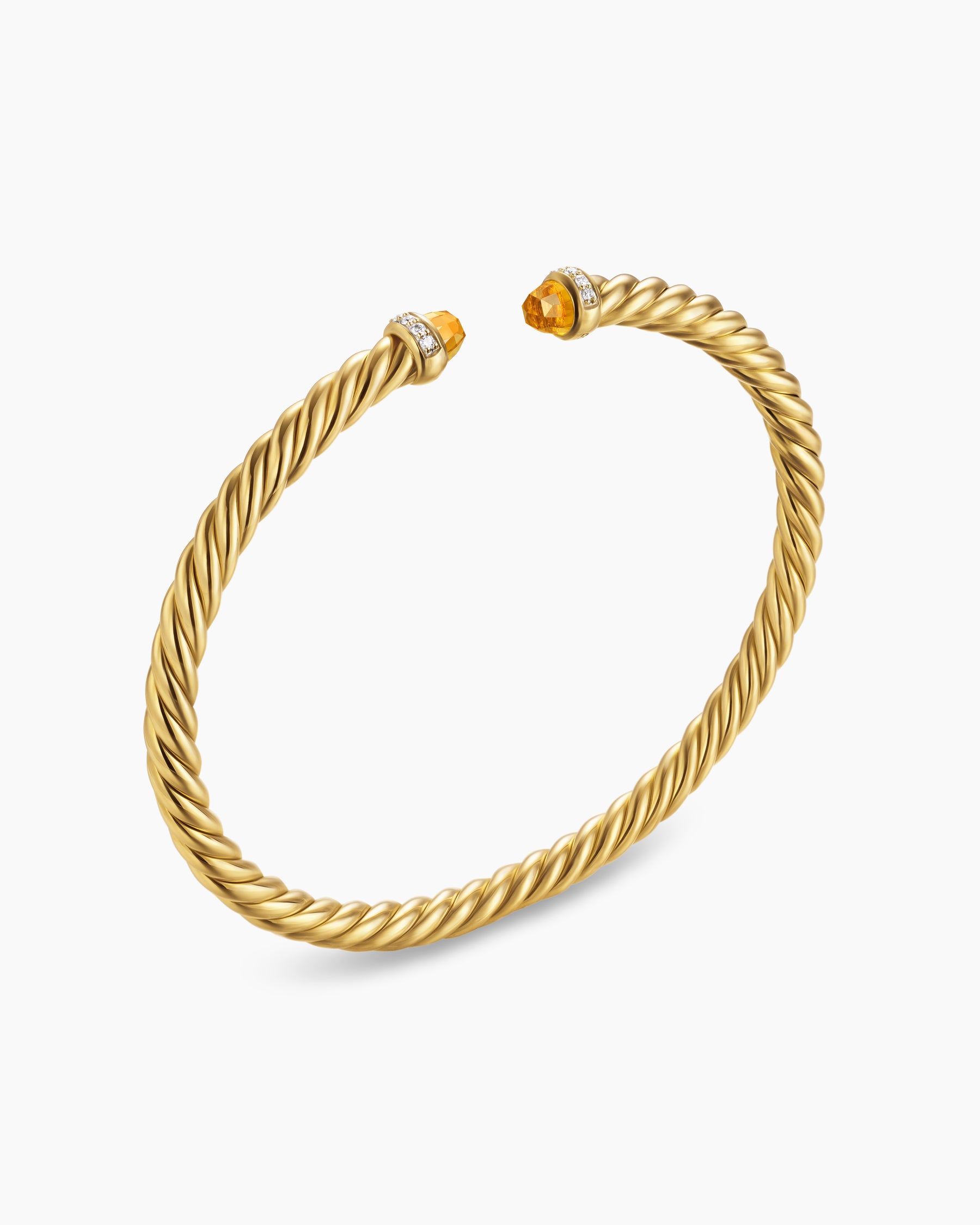 Cablespira Flex Bracelet in 18K Yellow Gold with Citrine and Diamonds, 4mm - Image 3
