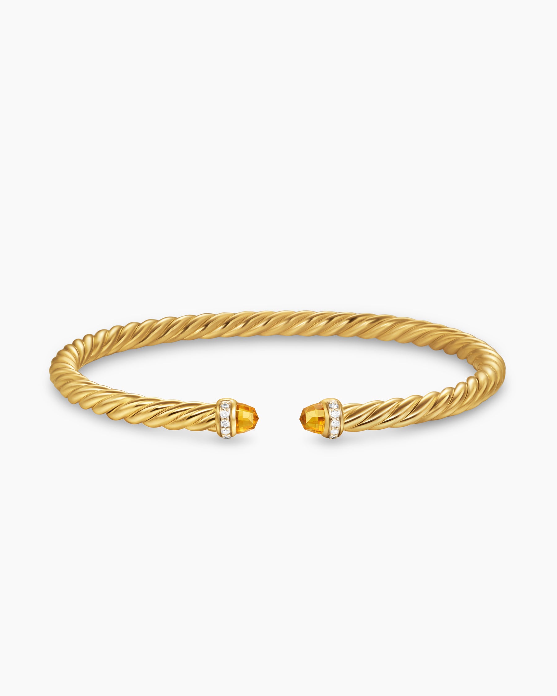 Cablespira Flex Bracelet in 18K Yellow Gold with Citrine and Diamonds, 4mm - Image 4