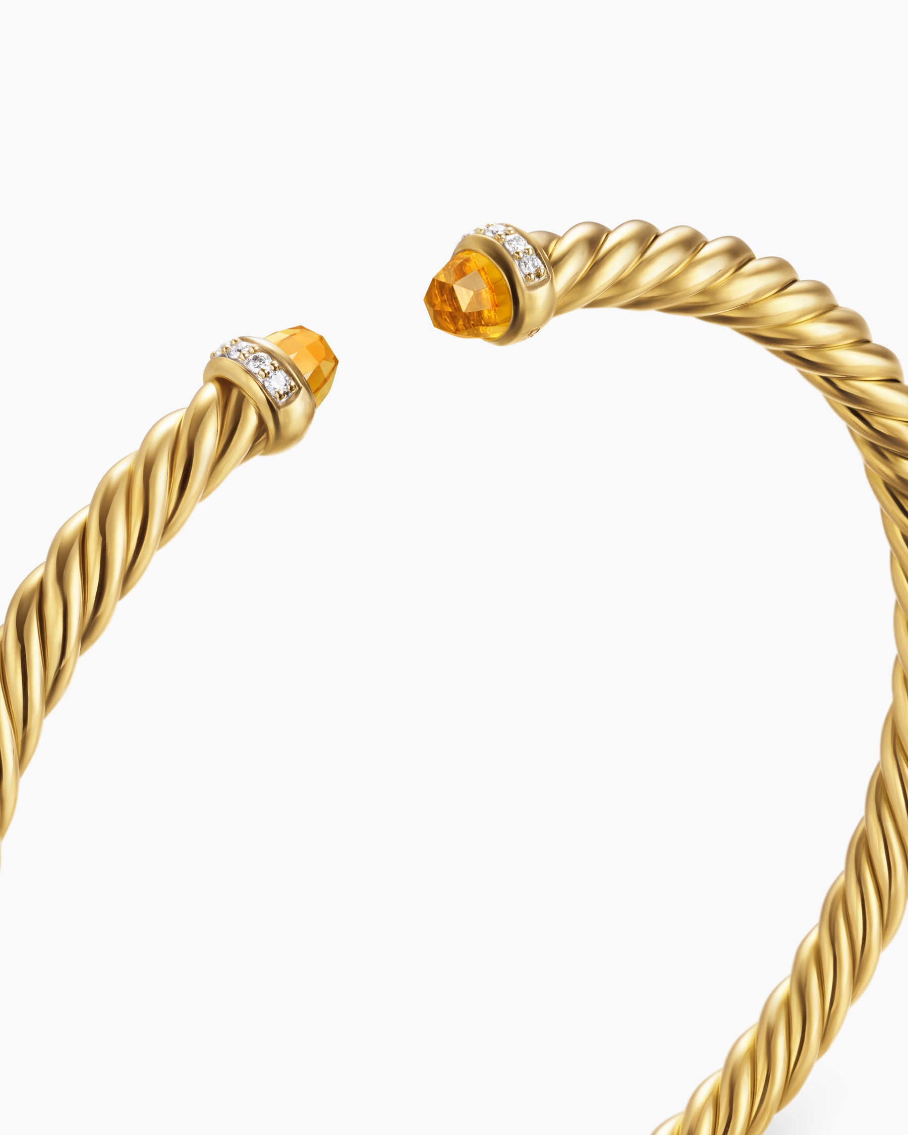 Cablespira Flex Bracelet in 18K Yellow Gold with Citrine and Diamonds, 4mm - Image 5