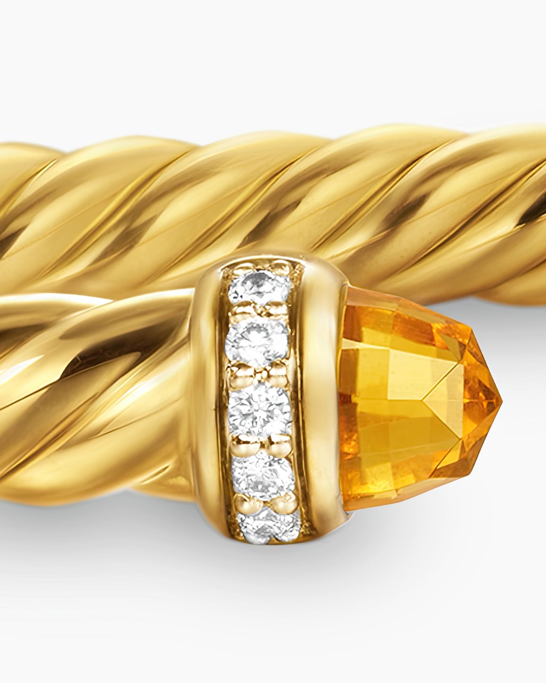 Cablespira Flex Bracelet in 18K Yellow Gold with Citrine and Diamonds, 4mm - Image 6