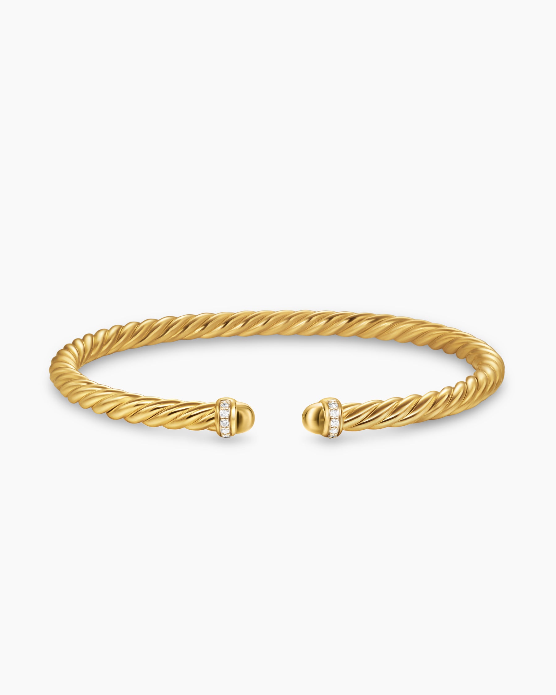 Cablespira Flex Bracelet in 18K Yellow Gold with Gold Domes and Diamonds, 4mm - Image 3