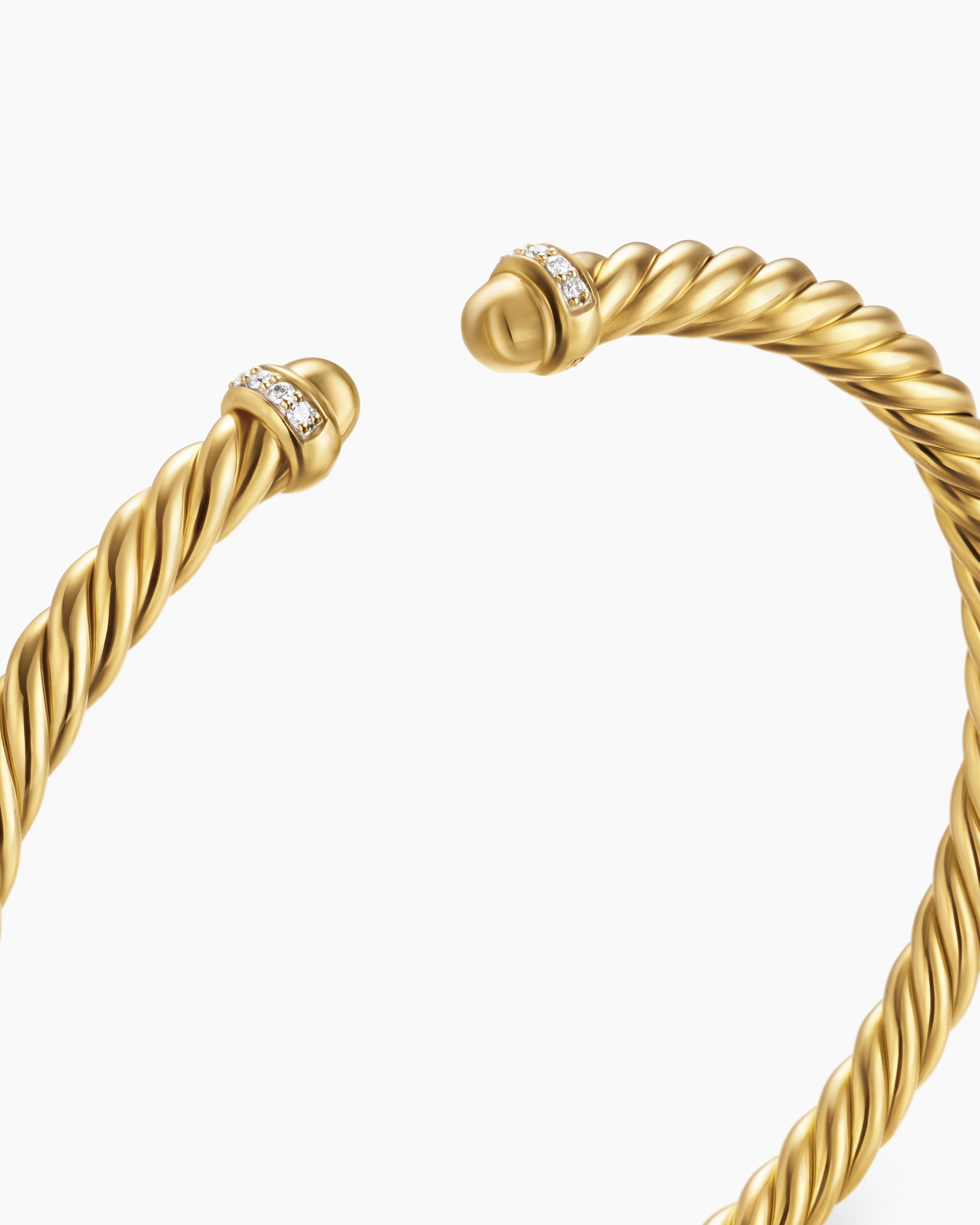 Cablespira Flex Bracelet in 18K Yellow Gold with Gold Domes and Diamonds, 4mm - Image 4