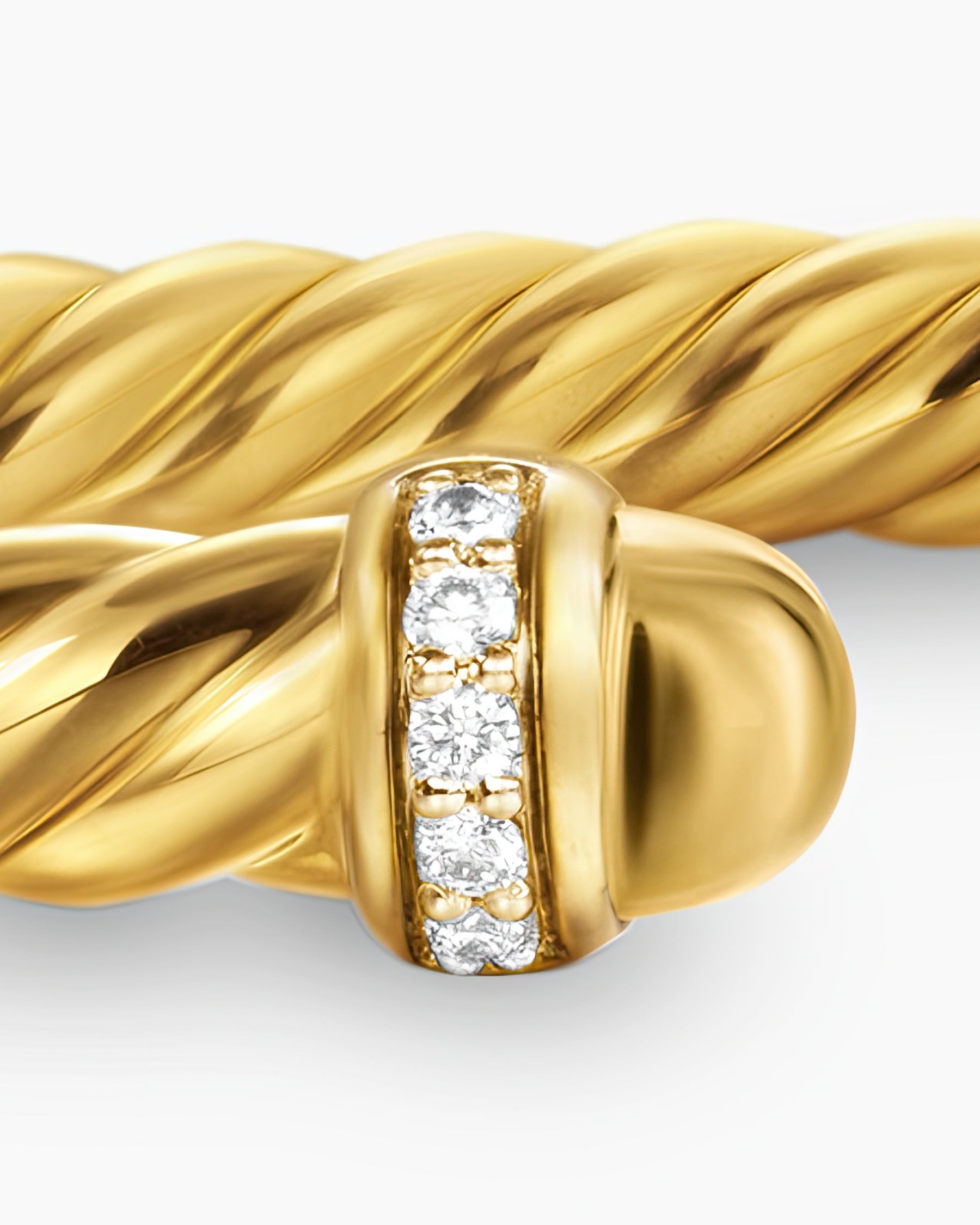 Cablespira Flex Bracelet in 18K Yellow Gold with Gold Domes and Diamonds, 4mm - Image 5