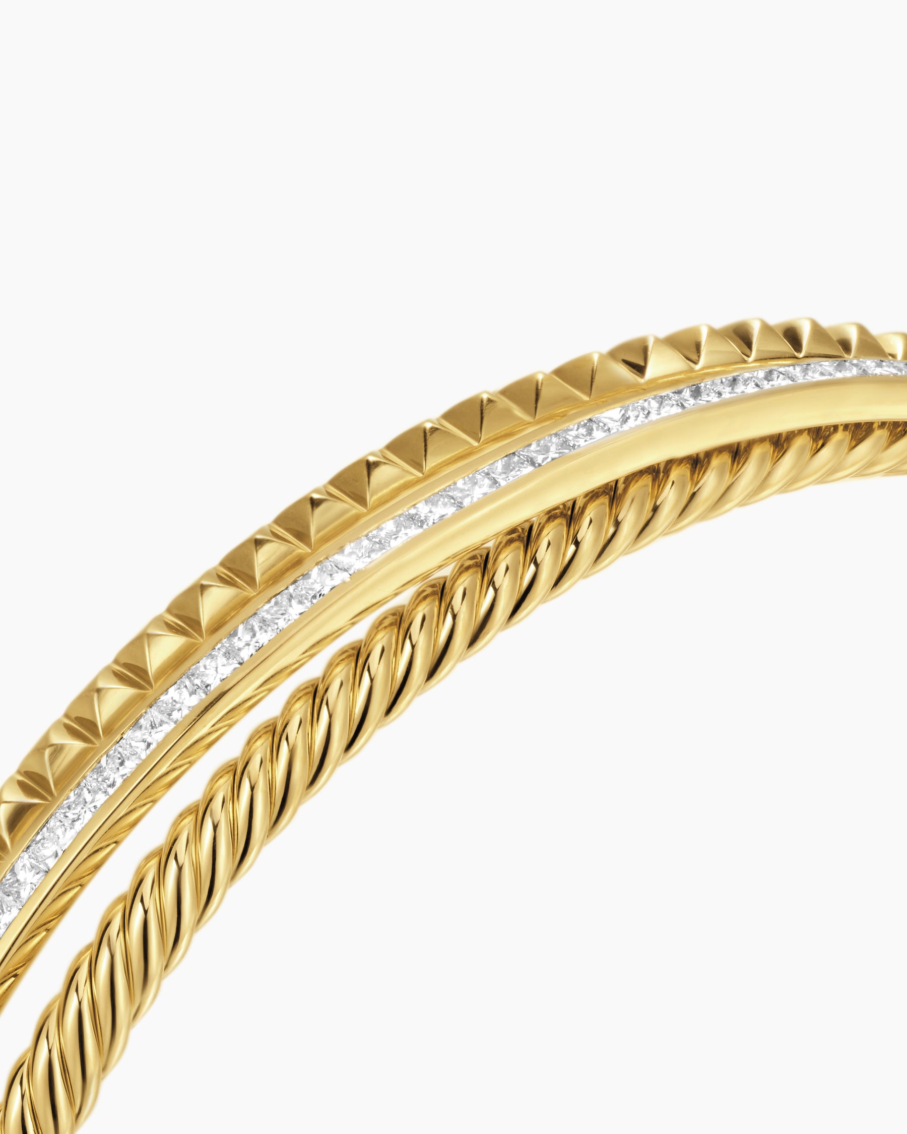 Crossover Trio Three Row Cuff Bracelet in 18K Yellow Gold with Diamonds, 11mm - Image 5