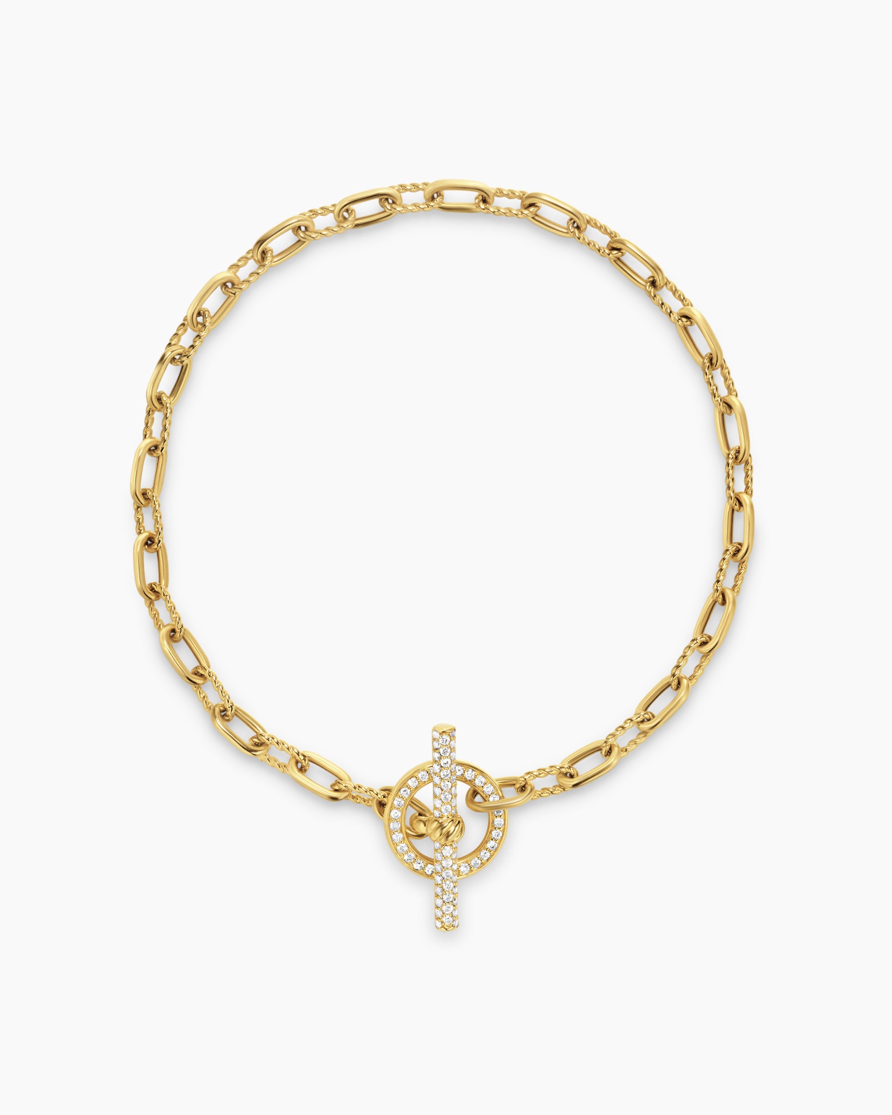 DY Madison Pavé Toggle Chain Bracelet in 18K Yellow Gold with Diamonds, 3mm - Image 3