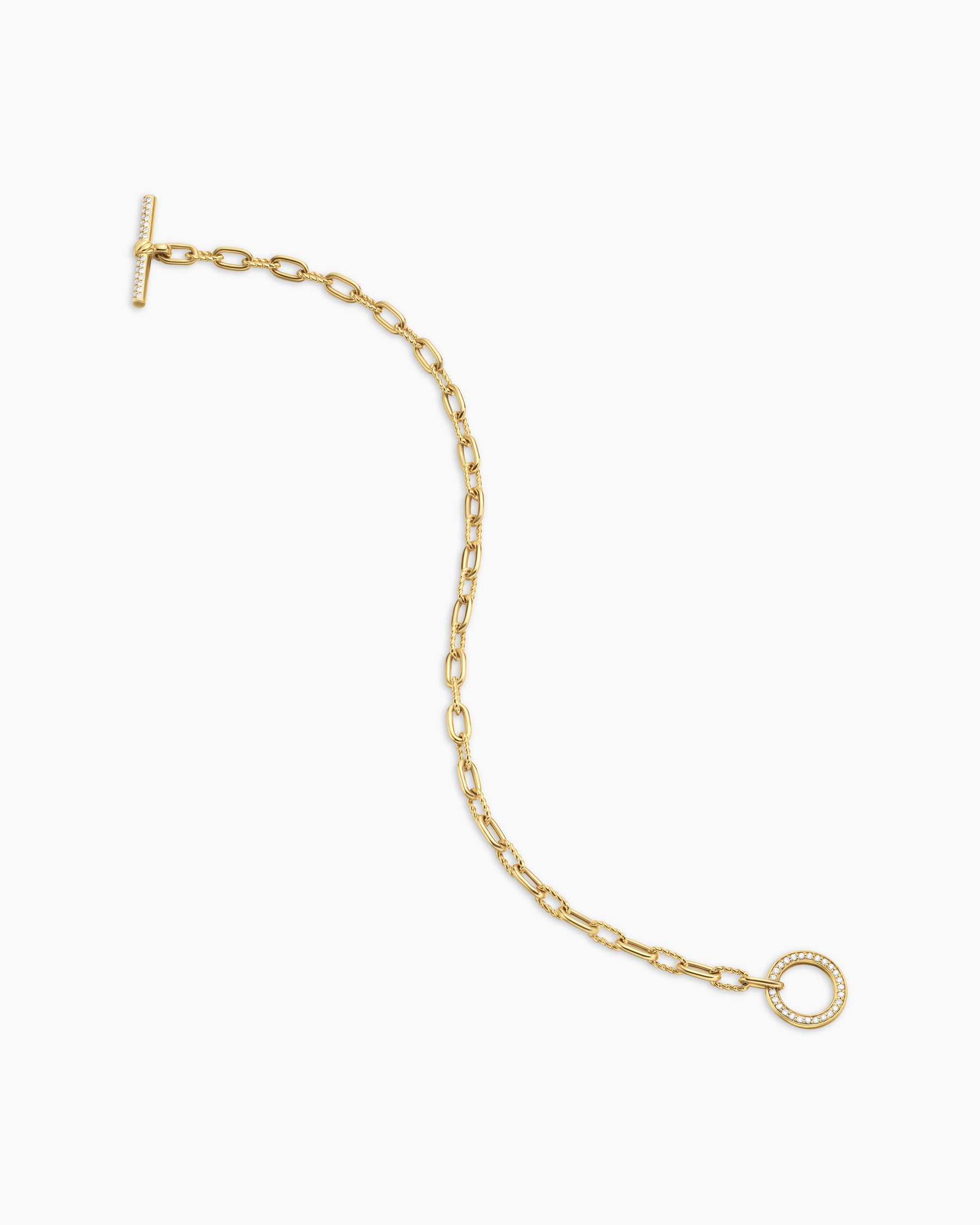 DY Madison Pavé Toggle Chain Bracelet in 18K Yellow Gold with Diamonds, 3mm - Image 4