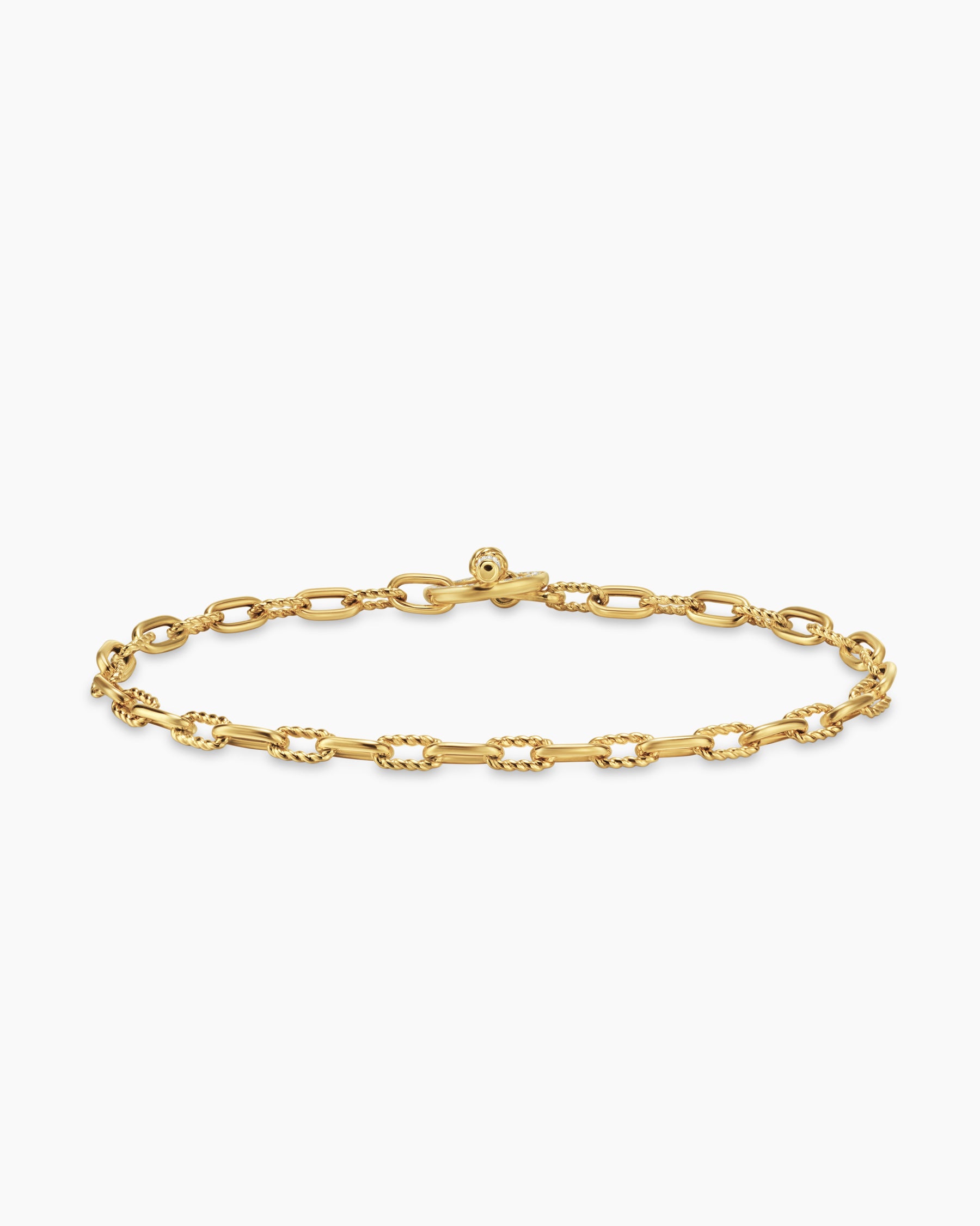 DY Madison Pavé Toggle Chain Bracelet in 18K Yellow Gold with Diamonds, 3mm - Image 5