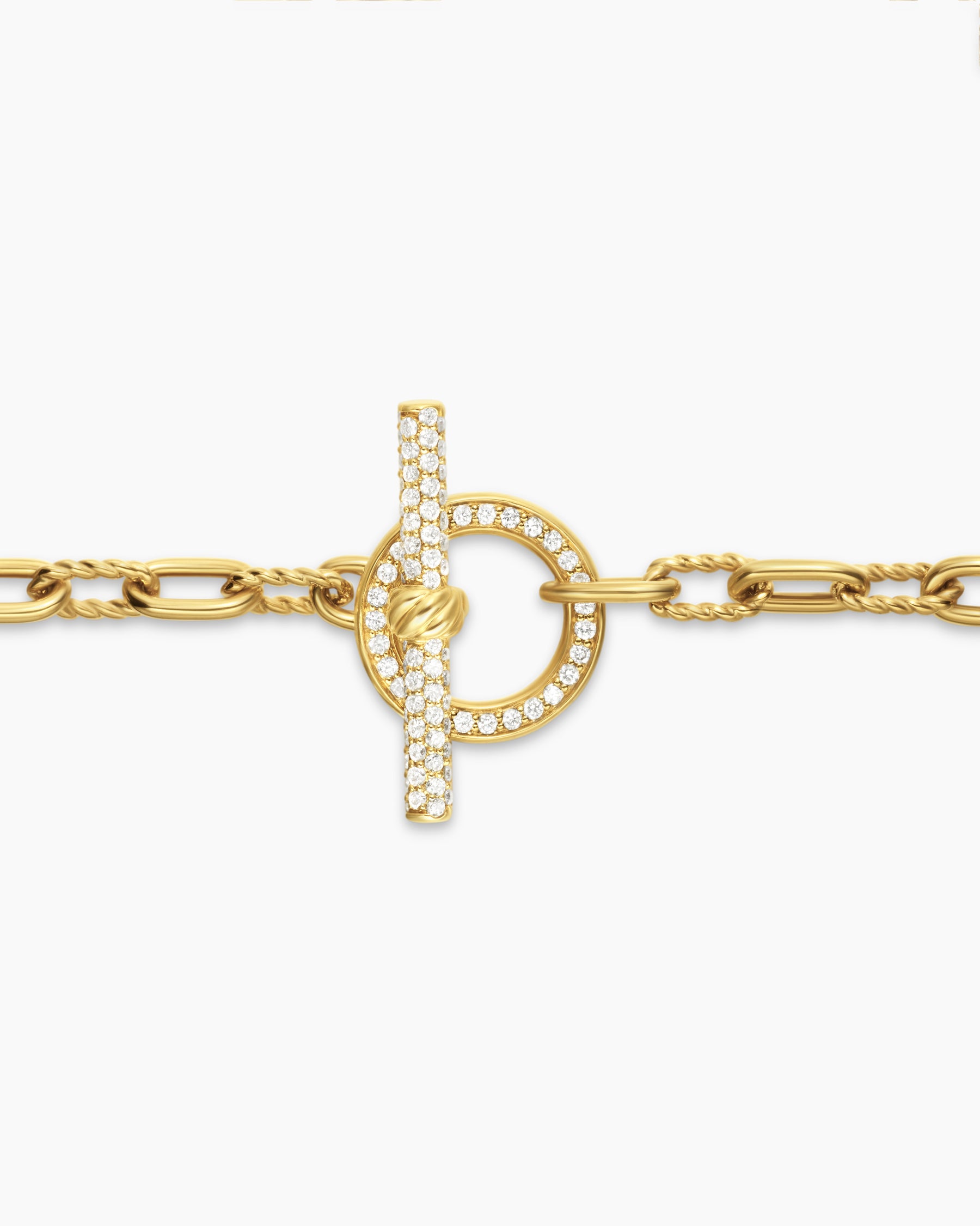DY Madison Pavé Toggle Chain Bracelet in 18K Yellow Gold with Diamonds, 3mm - Image 7