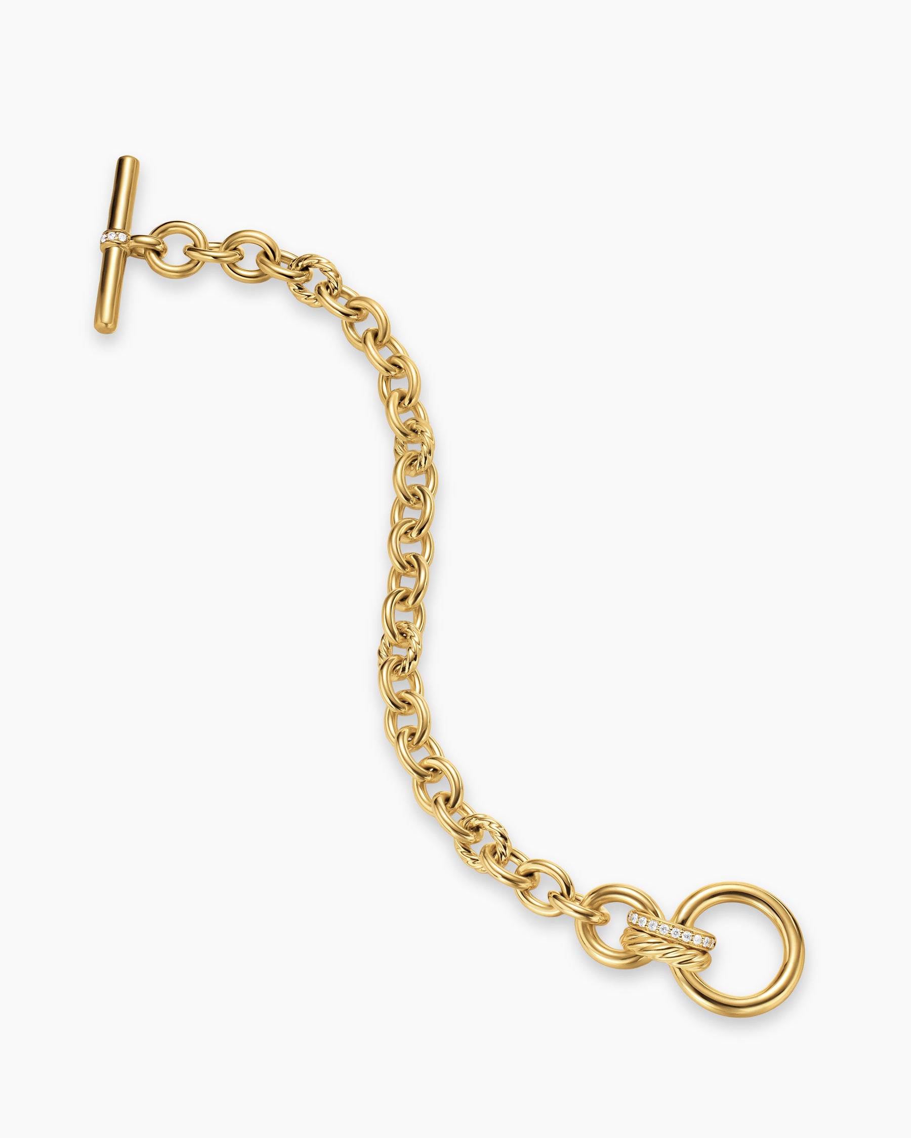 DY Mercer Toggle Chain Bracelet in 18K Yellow Gold with Diamonds, 8mm - Image 3