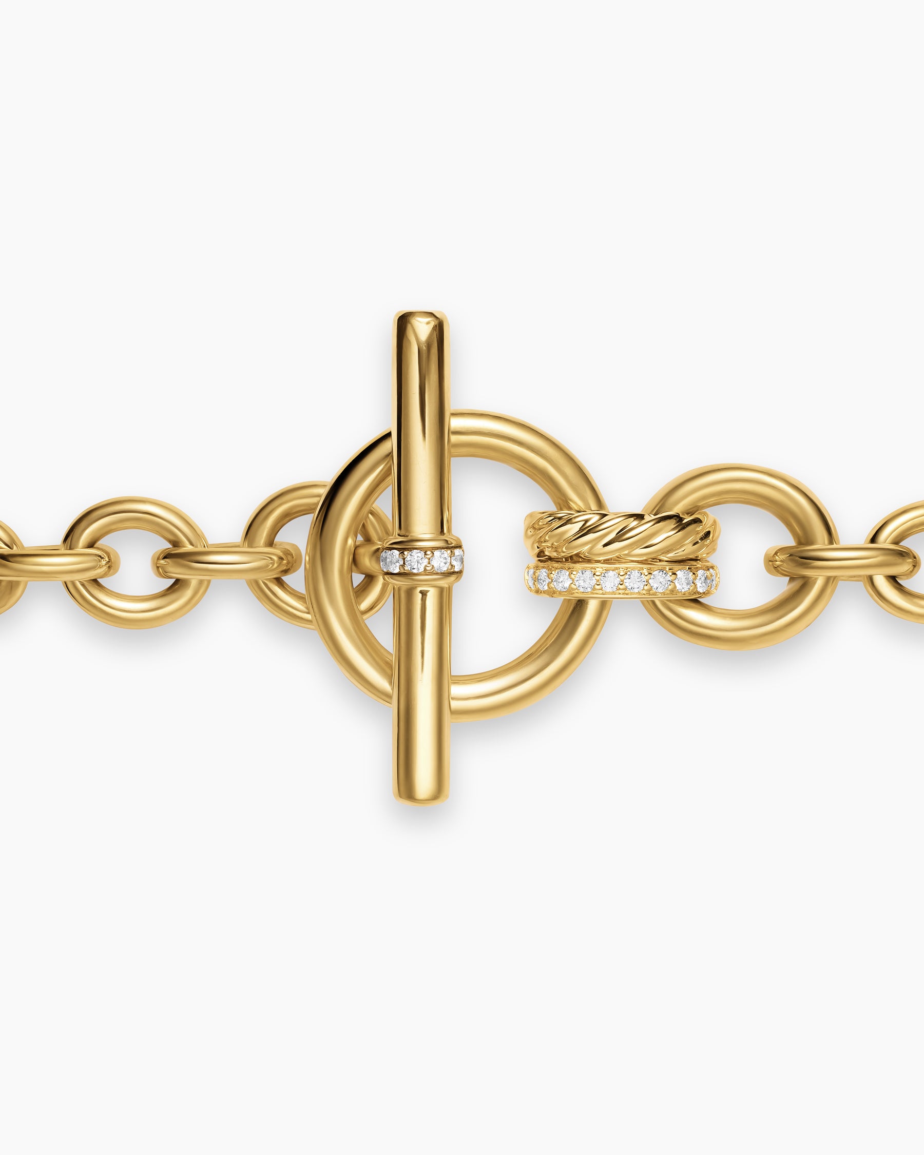 DY Mercer Toggle Chain Bracelet in 18K Yellow Gold with Diamonds, 8mm - Image 4