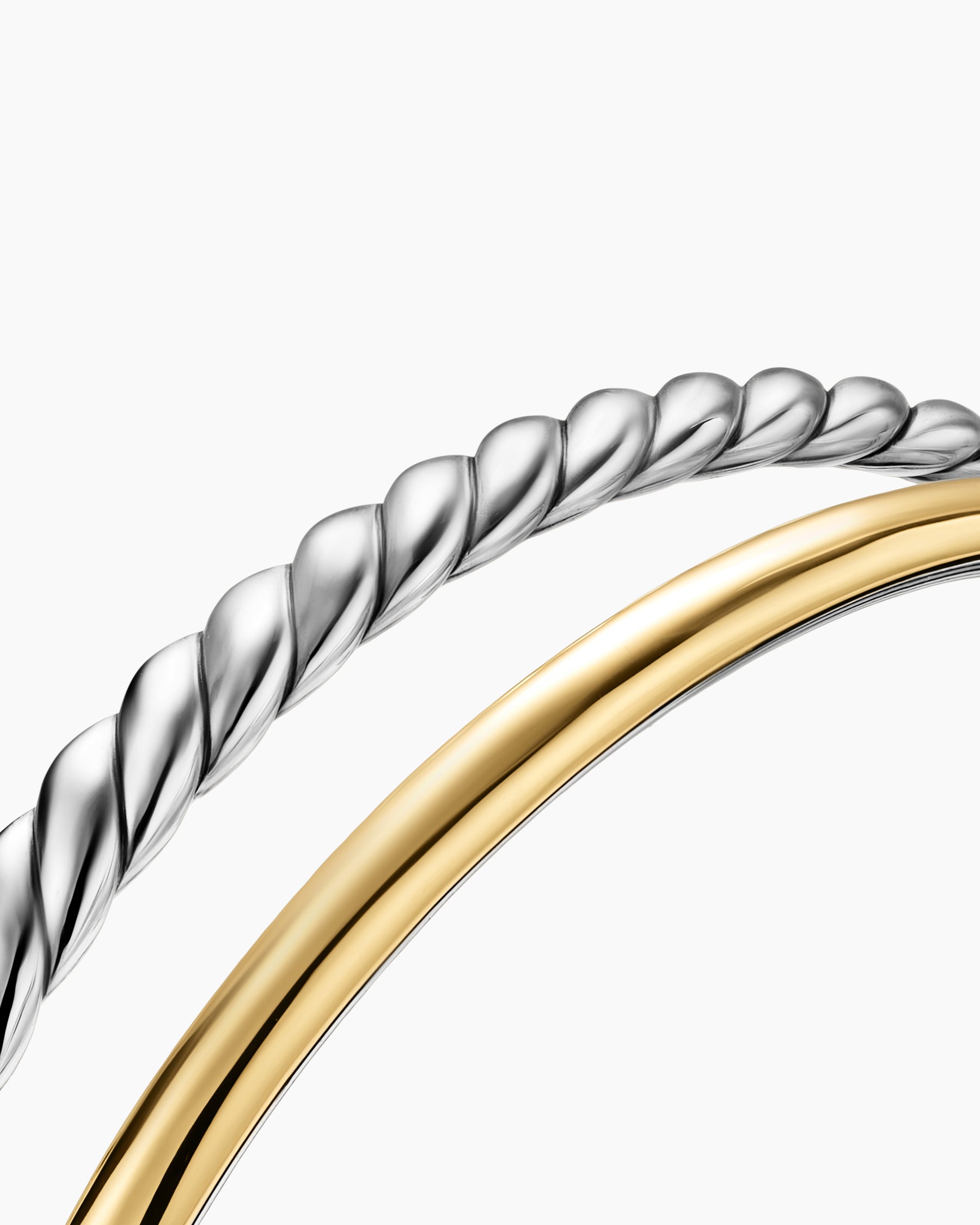 DY Mercer Two Row Cuff Bracelet in Sterling Silver with 18K Yellow Gold, 8mm - Image 5