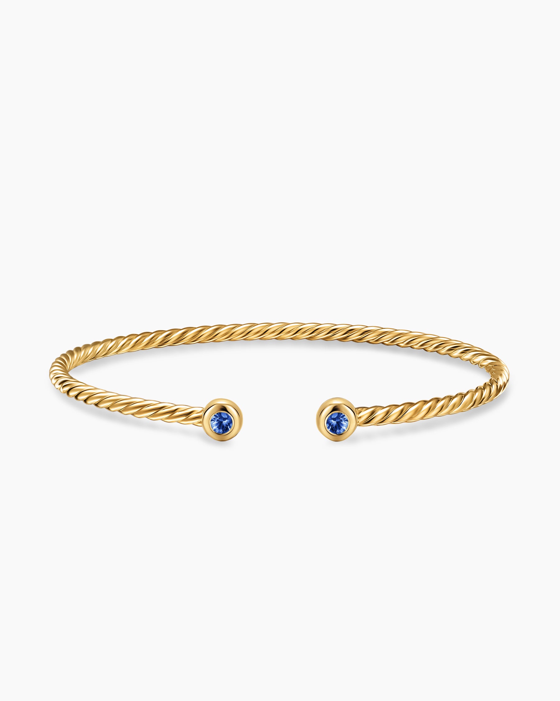 Micro Cablespira Flex Round Bracelet in 18K Yellow Gold with Blue Sapphires, 2.6mm - Image 2