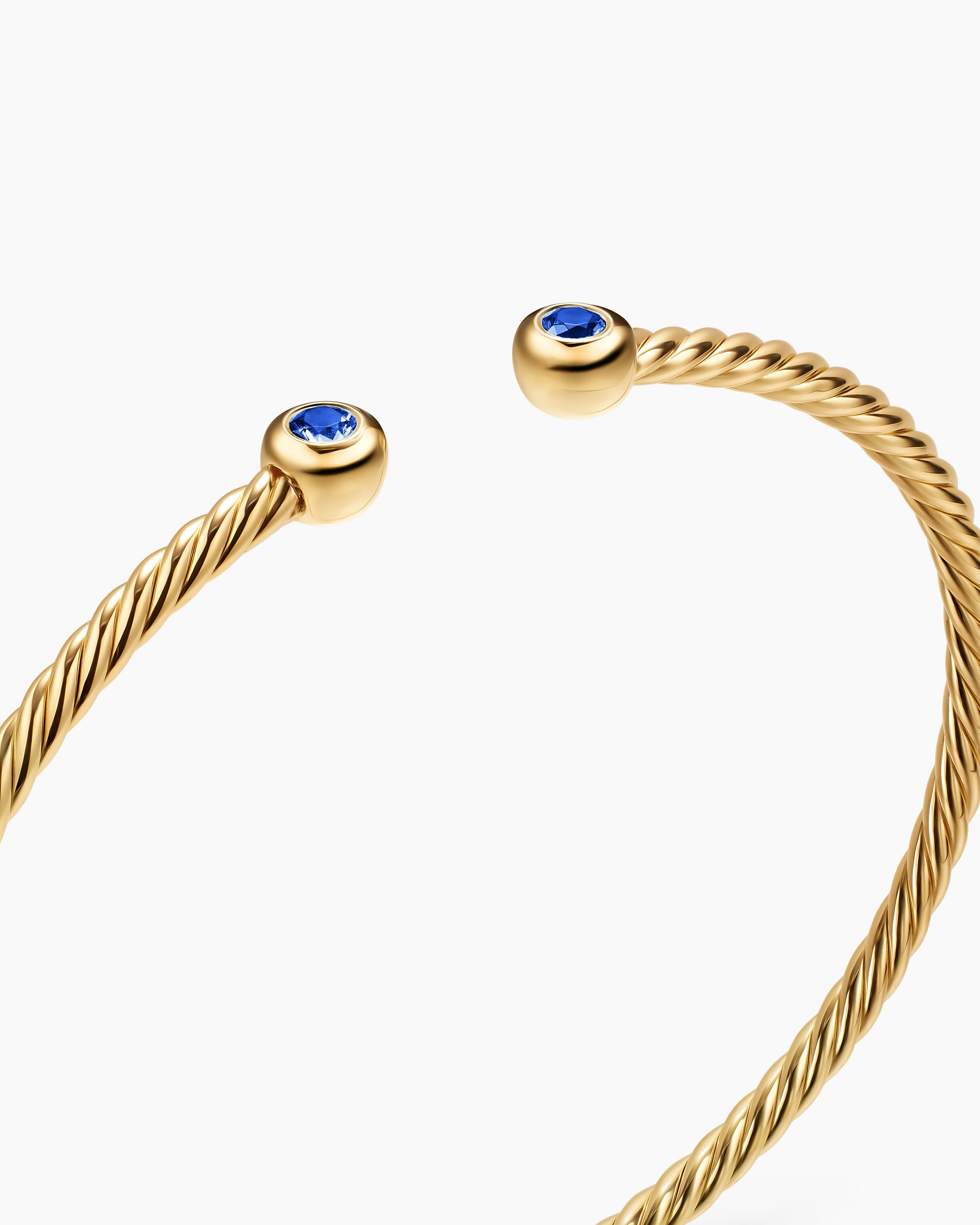 Micro Cablespira Flex Round Bracelet in 18K Yellow Gold with Blue Sapphires, 2.6mm - Image 3