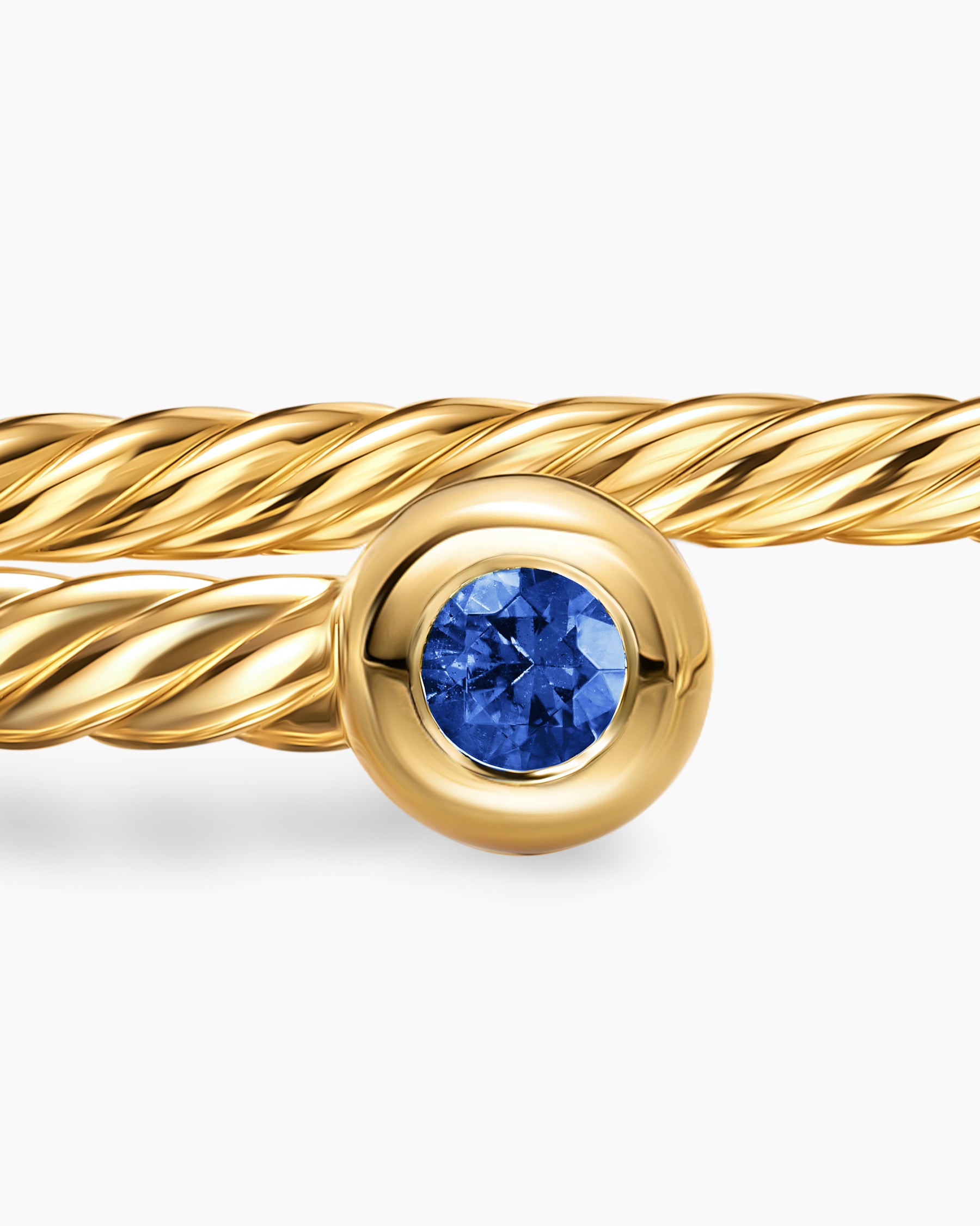 Micro Cablespira Flex Round Bracelet in 18K Yellow Gold with Blue Sapphires, 2.6mm - Image 4