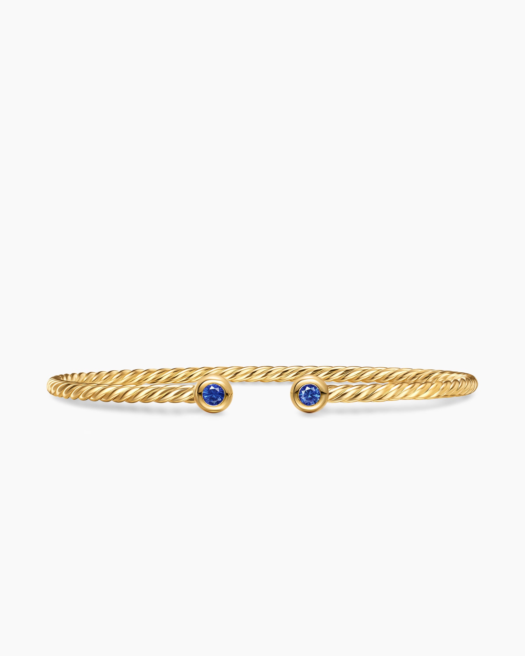 Micro Cablespira Flex Round Bracelet in 18K Yellow Gold with Blue Sapphires, 2.6mm