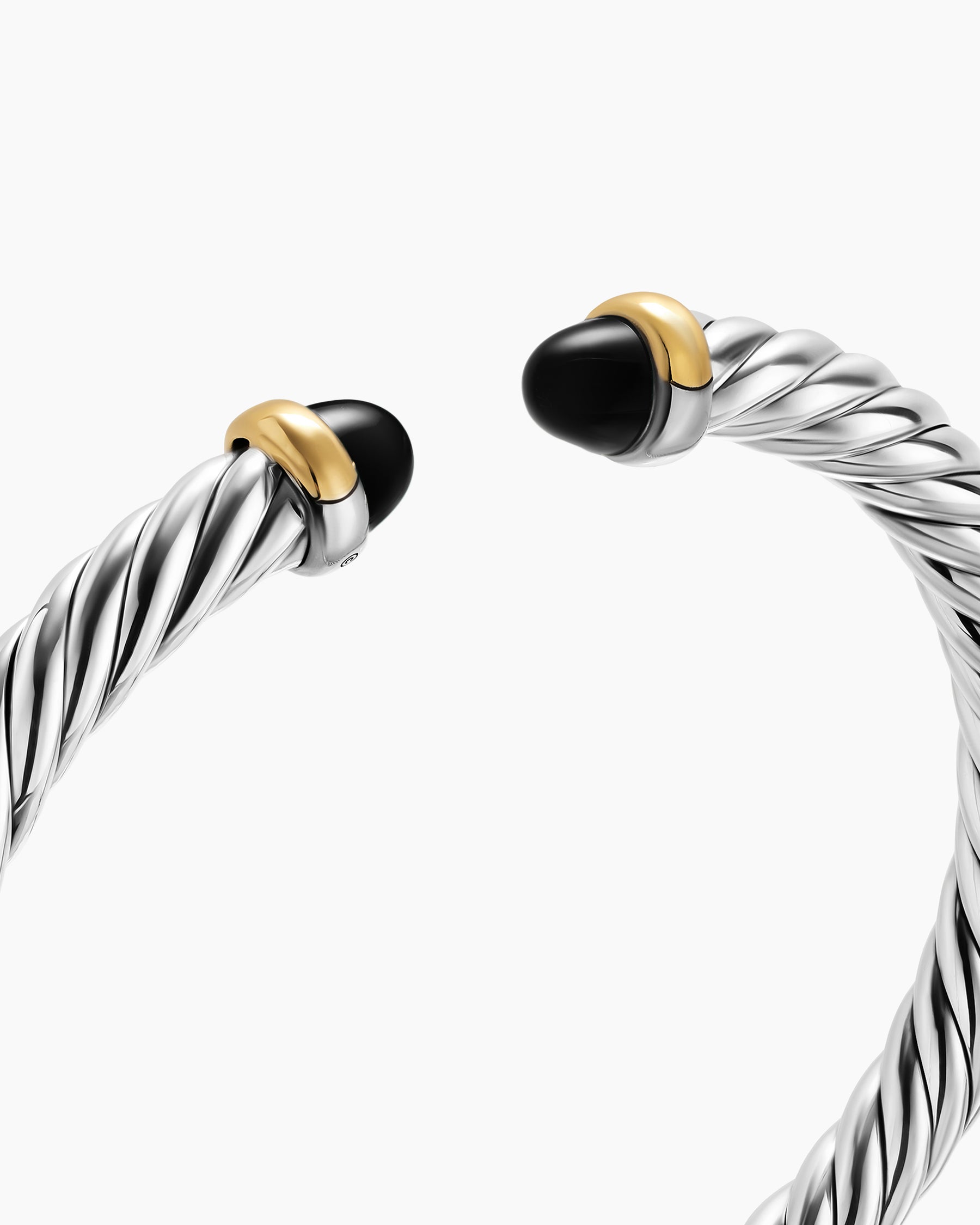 Cable Flex Bracelet in Sterling Silver with 14K Yellow Gold and Black Onyx, 6mm - Image 5