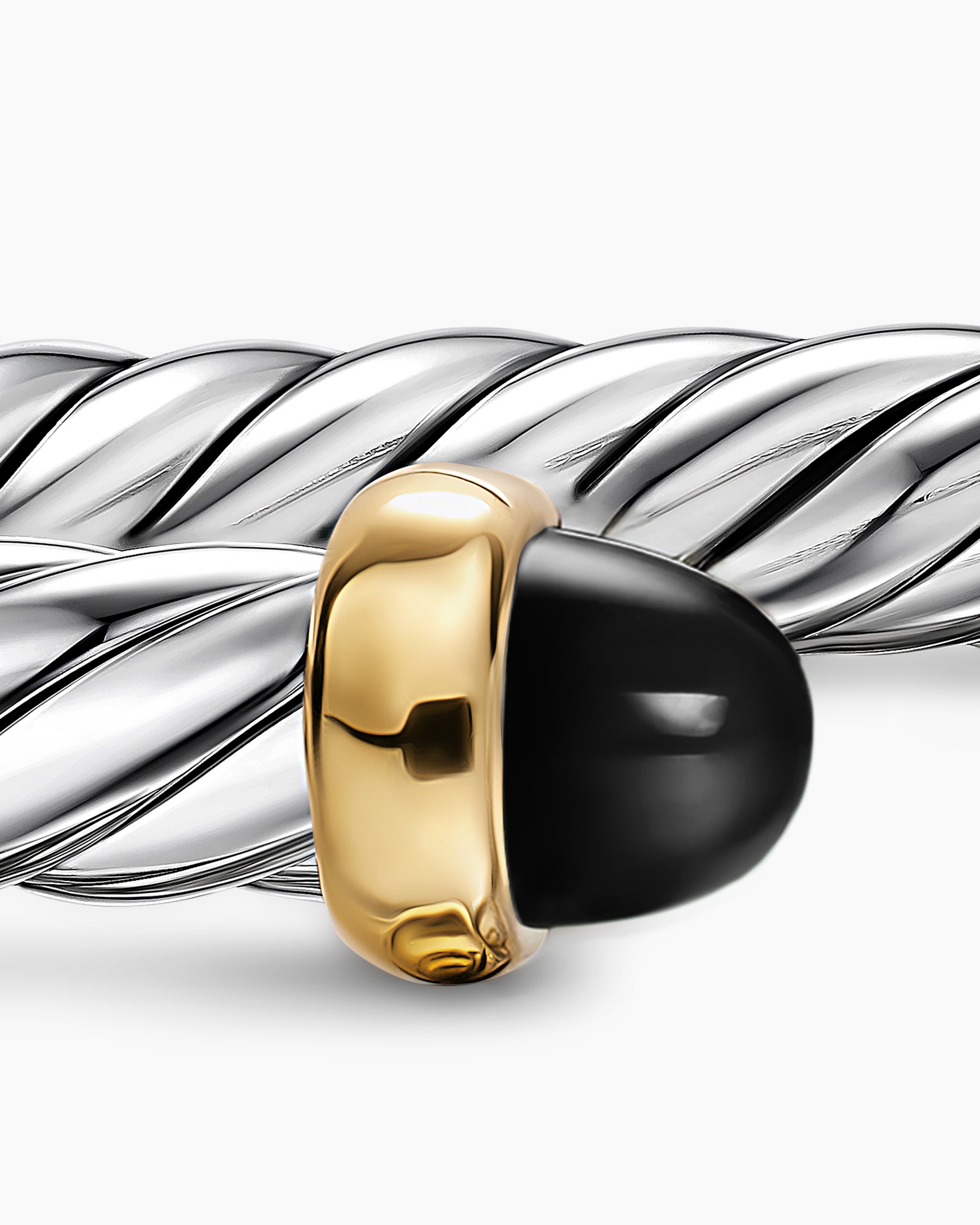 Cable Flex Bracelet in Sterling Silver with 14K Yellow Gold and Black Onyx, 6mm - Image 6