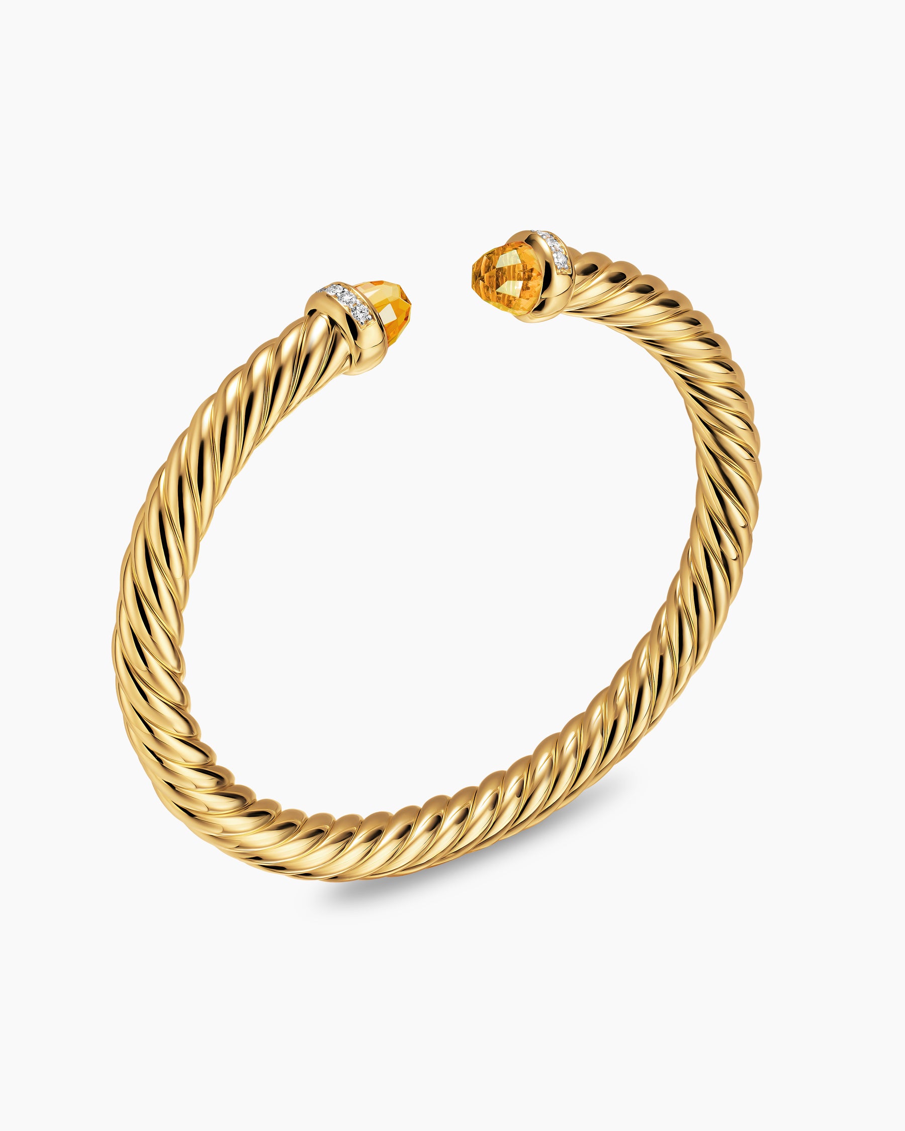 Cablespira Flex Bracelet in 18K Yellow Gold with Citrine and Diamonds, 6mm - Image 3