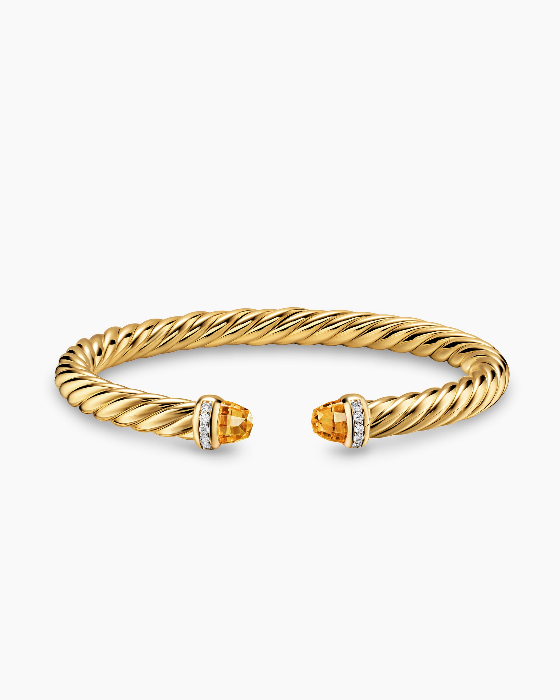 Cablespira Flex Bracelet in 18K Yellow Gold with Citrine and Diamonds, 6mm - Image 4