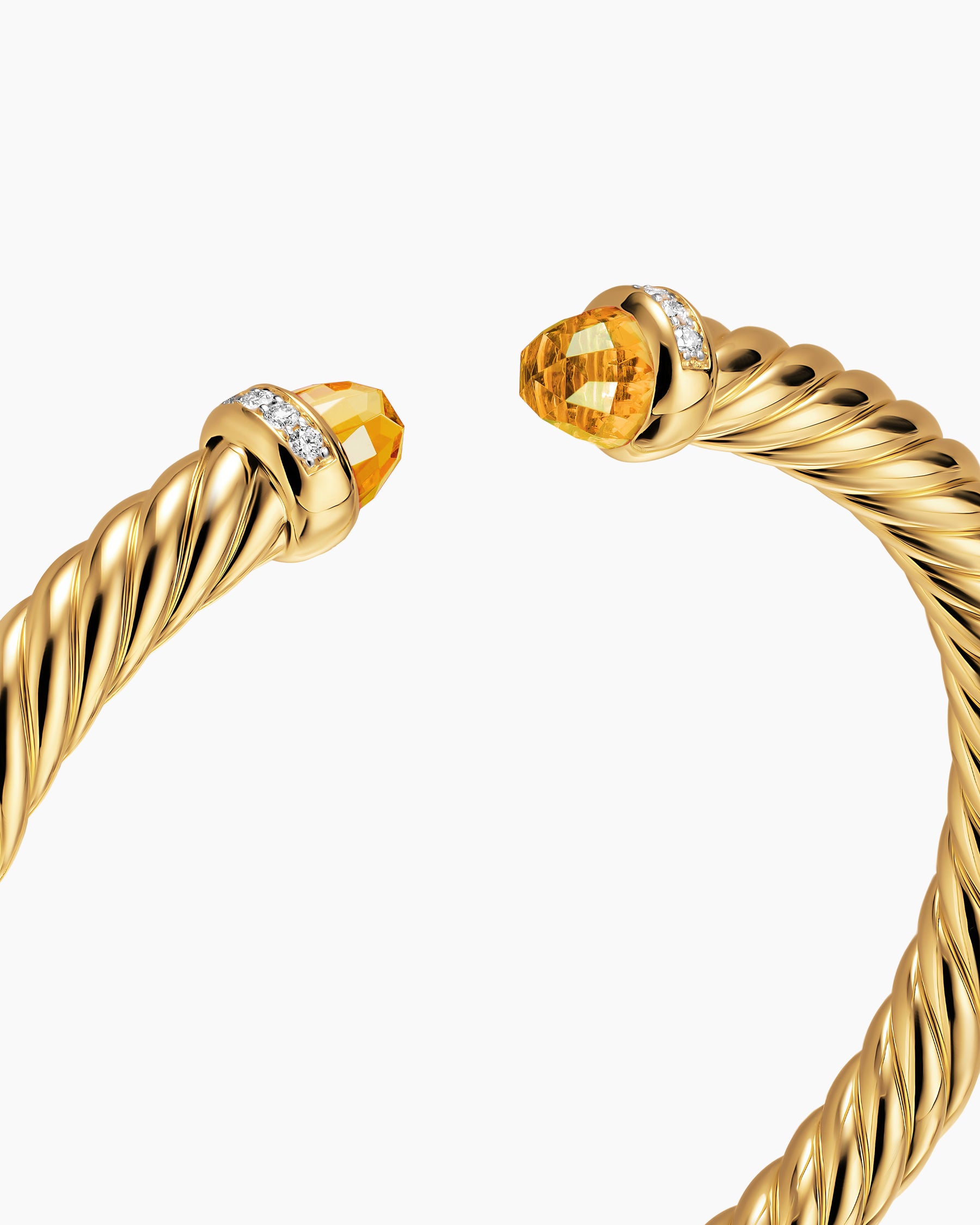 Cablespira Flex Bracelet in 18K Yellow Gold with Citrine and Diamonds, 6mm - Image 5