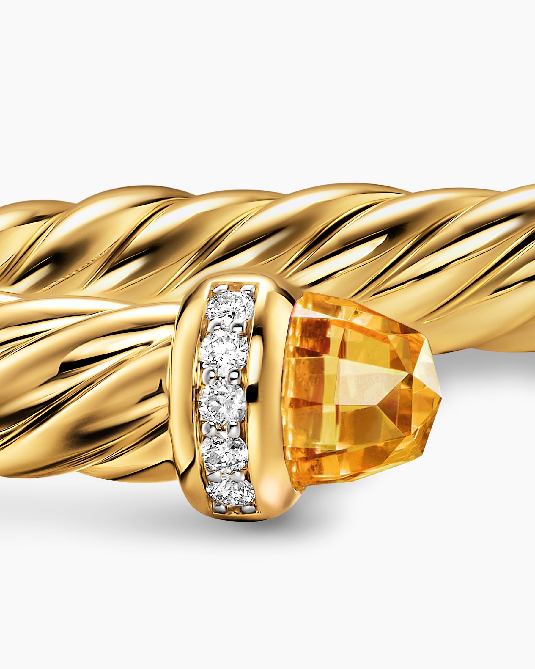 Cablespira Flex Bracelet in 18K Yellow Gold with Citrine and Diamonds, 6mm - Image 6