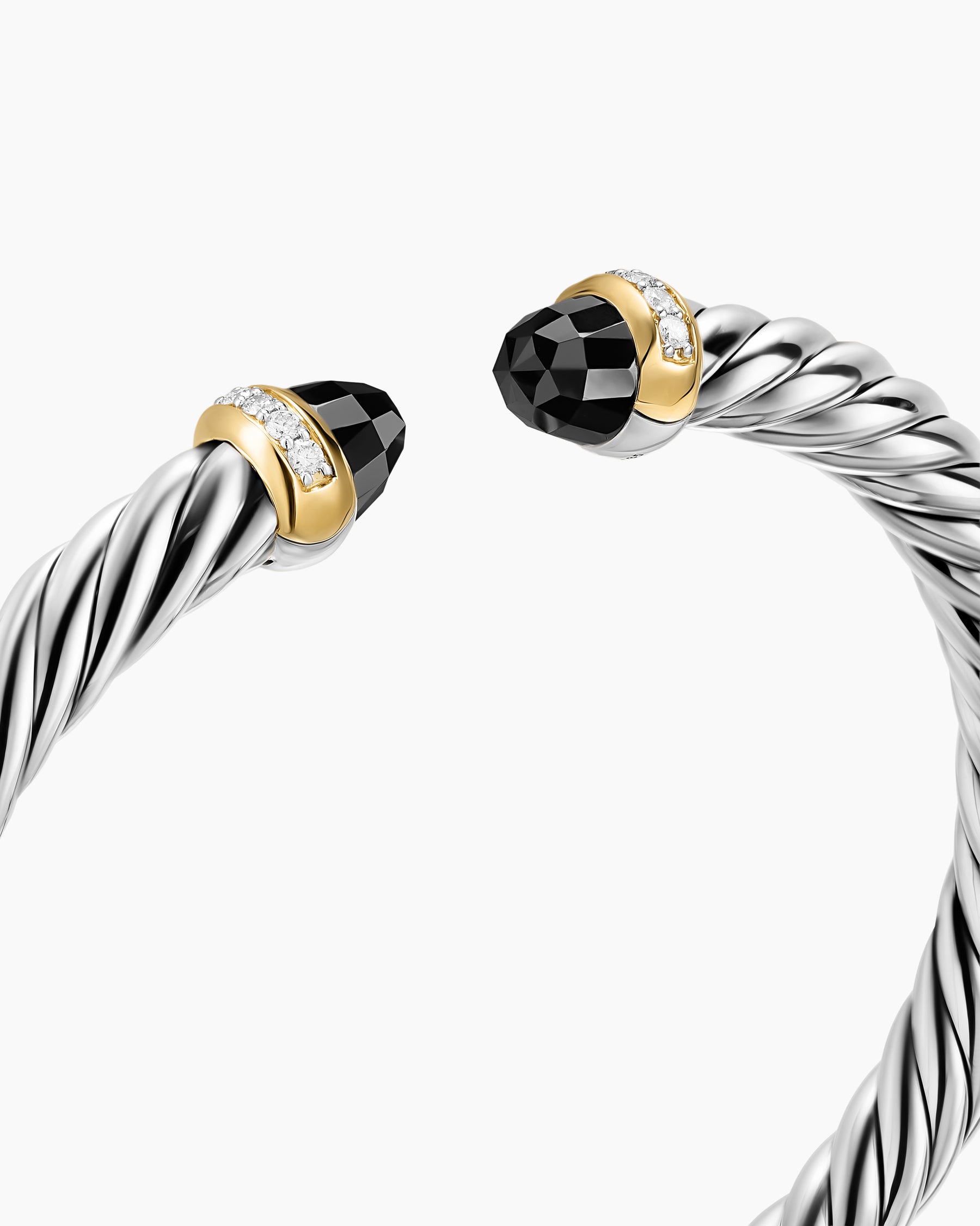 Cable Flex Bracelet in Sterling Silver with 14K Yellow Gold, Black Onyx and Diamonds, 6mm - Image 4