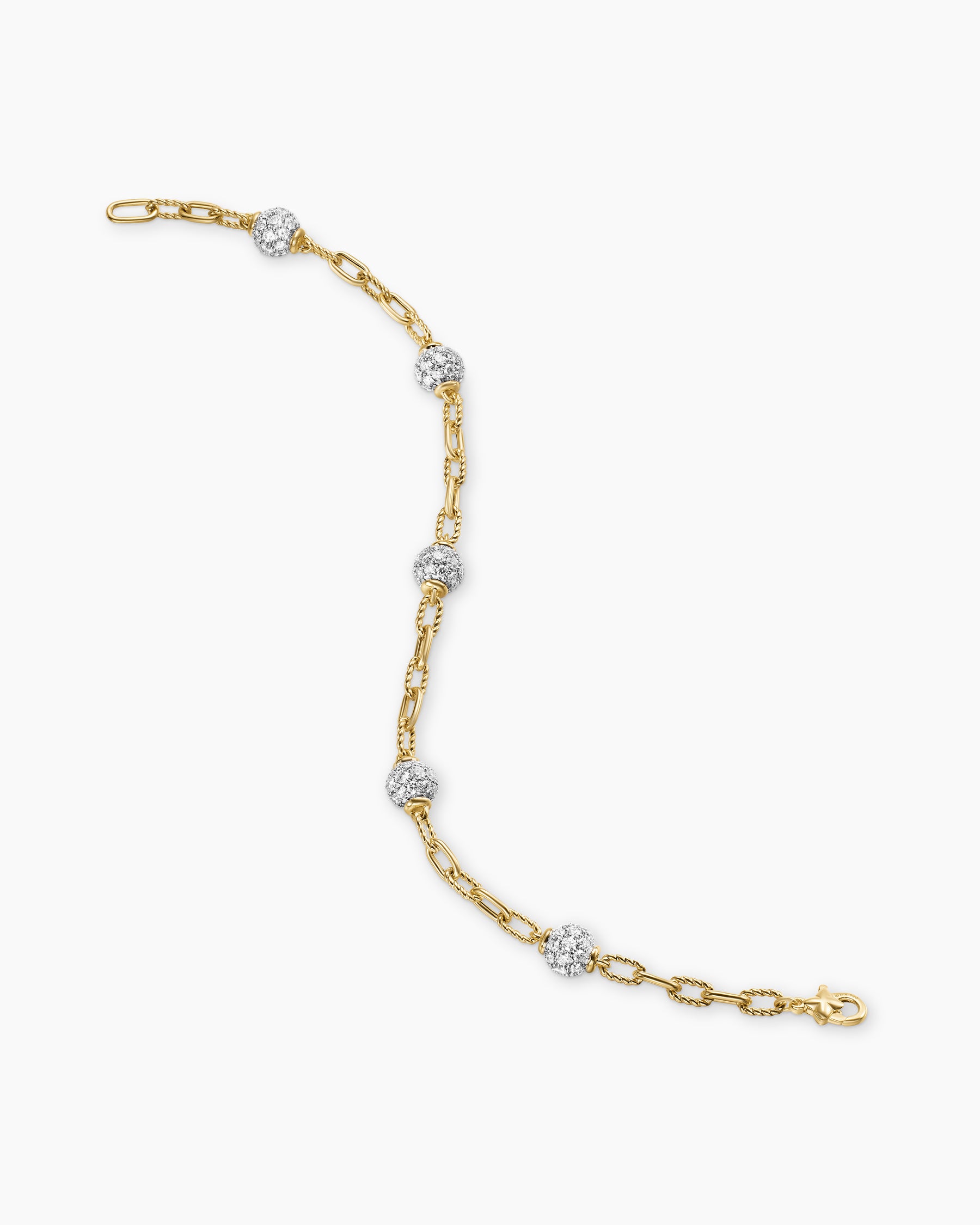 DY Madison Pavé Bead Chain Bracelet in 18K Yellow Gold with Diamonds, 3mm - Image 3