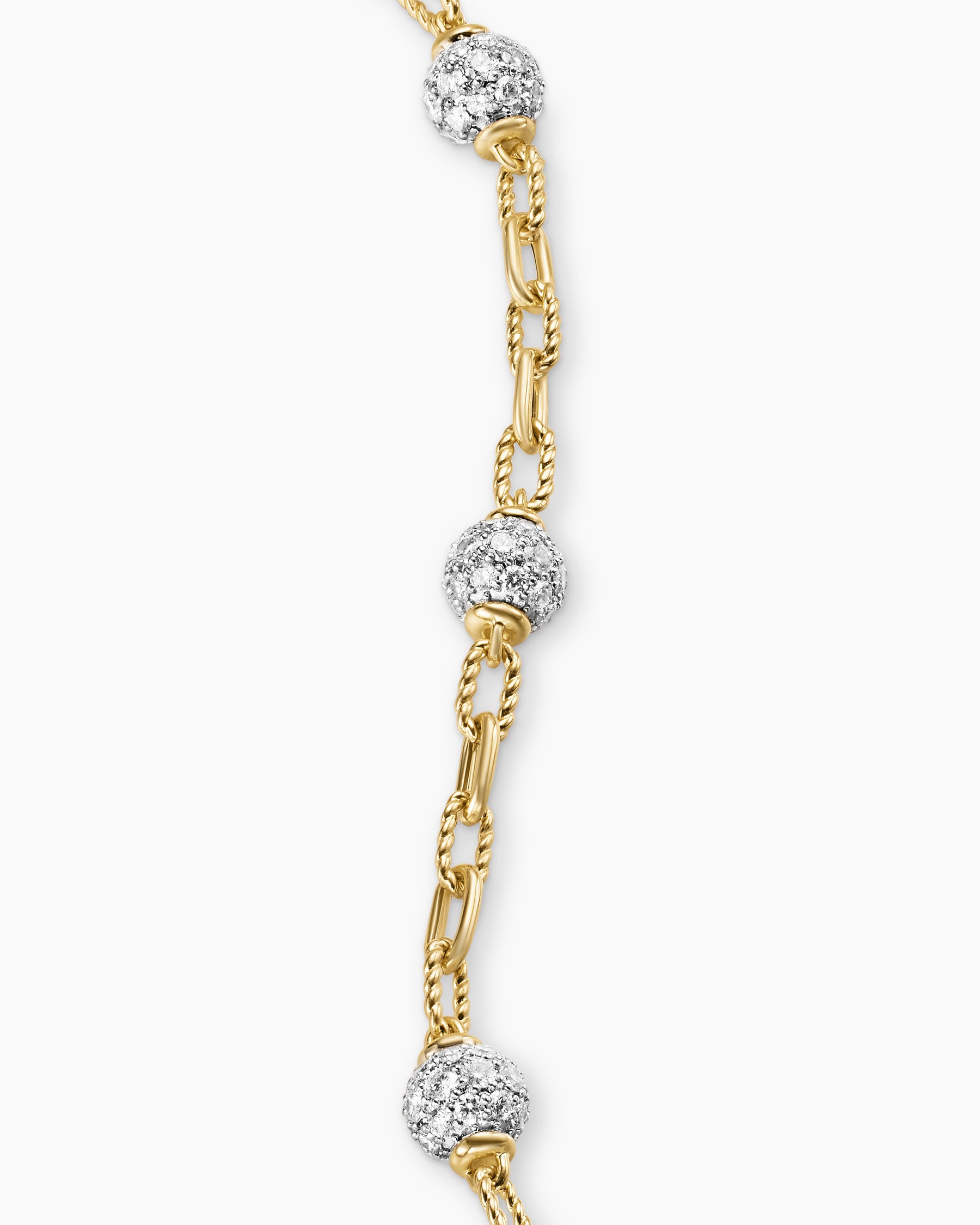 DY Madison Pavé Bead Chain Bracelet in 18K Yellow Gold with Diamonds, 3mm - Image 5