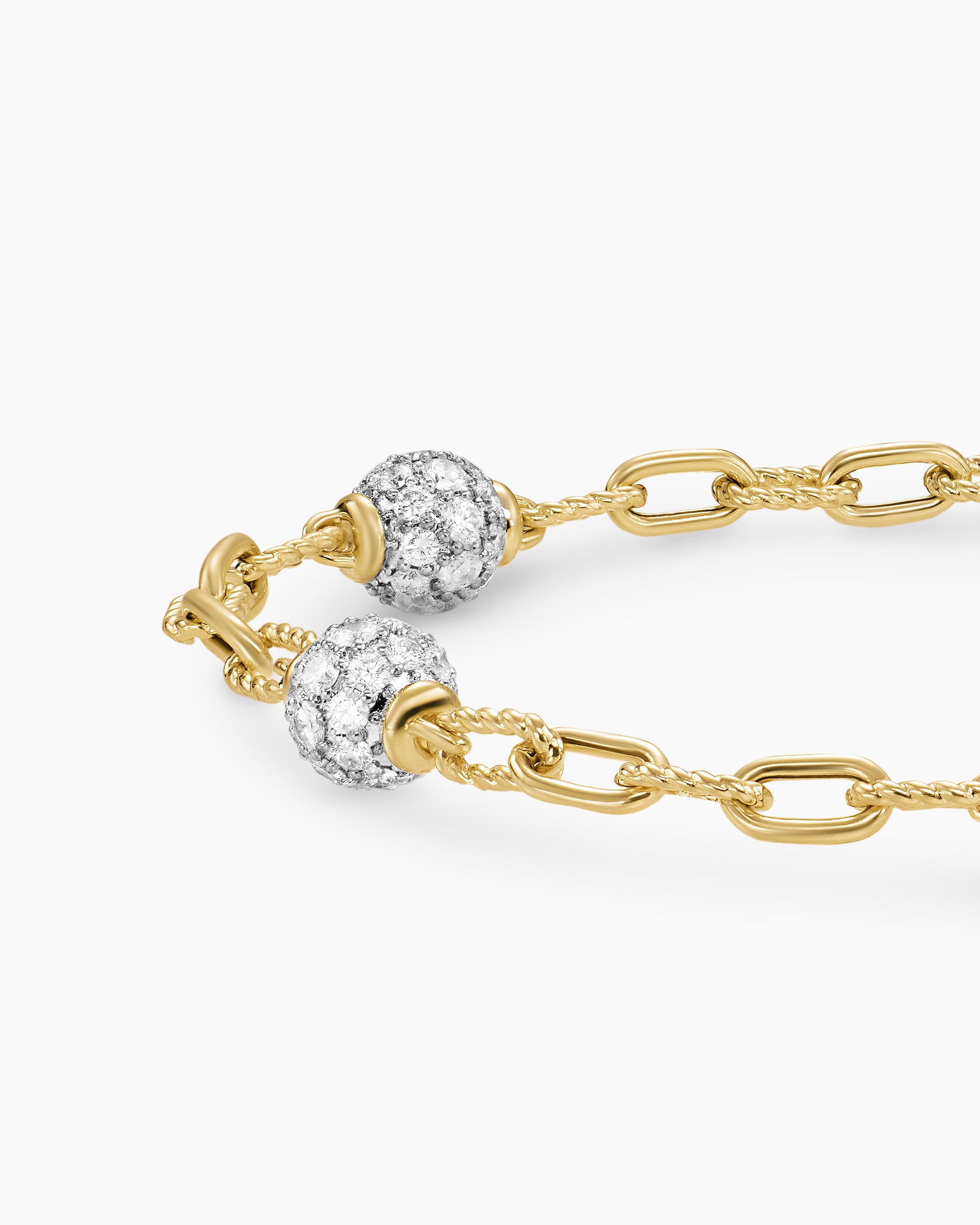 DY Madison Pavé Bead Chain Bracelet in 18K Yellow Gold with Diamonds, 3mm - Image 6