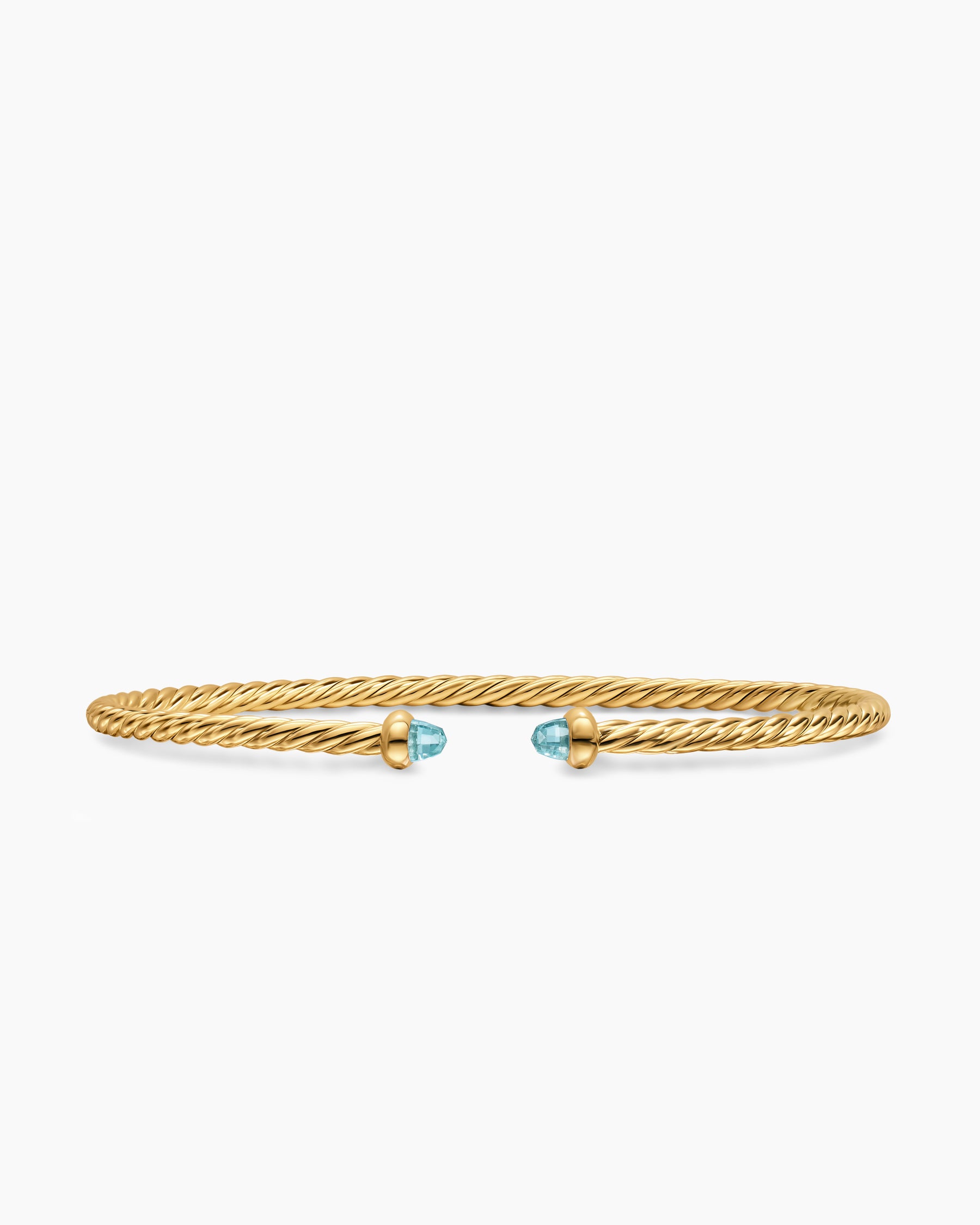 Micro Cablespira Flex Bracelet in 18K Yellow Gold with Aquamarine, 2.6mm