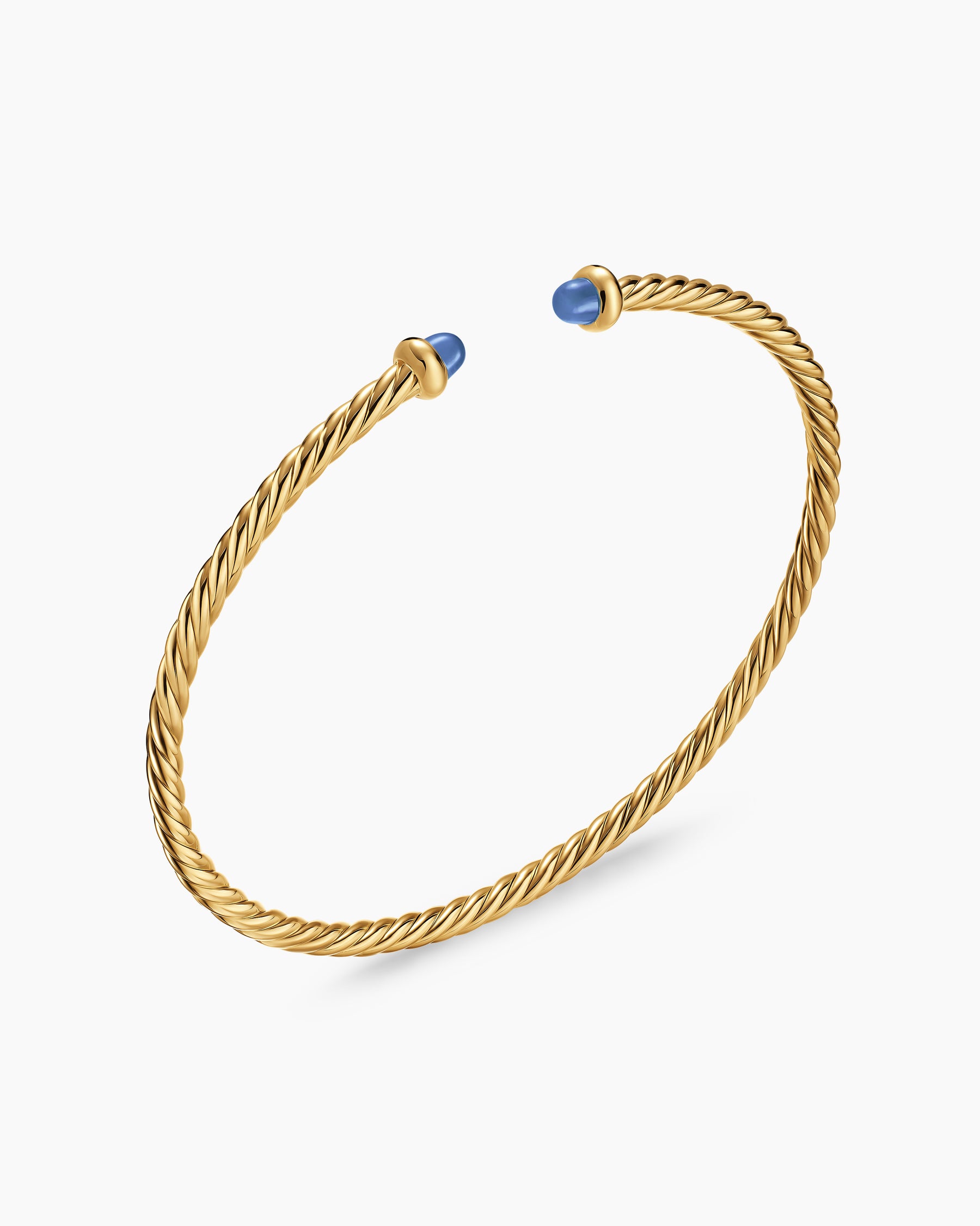 Micro Cablespira Flex Bracelet in 18K Yellow Gold with Blue Sapphires, 2.6mm - Image 3